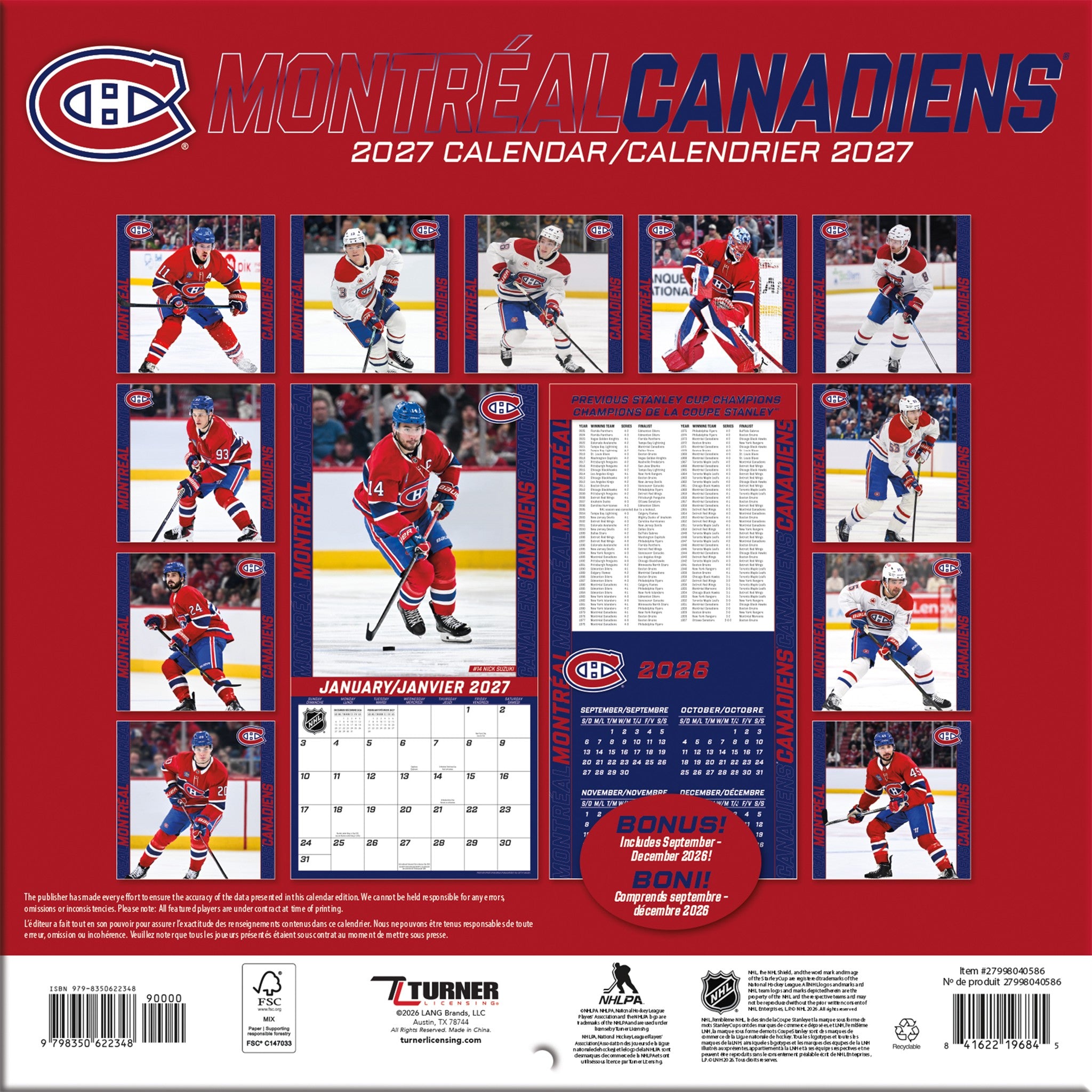 NHL Montreal Canadiens 2027 Mini Calendar