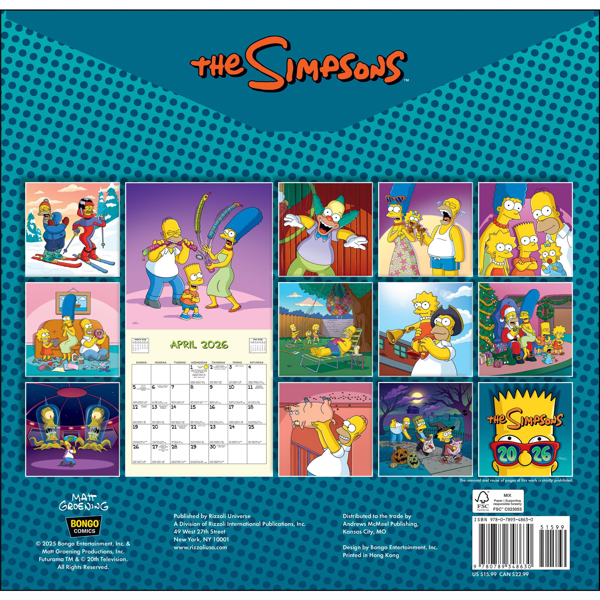 Simpsons 2026 Wall Calendar