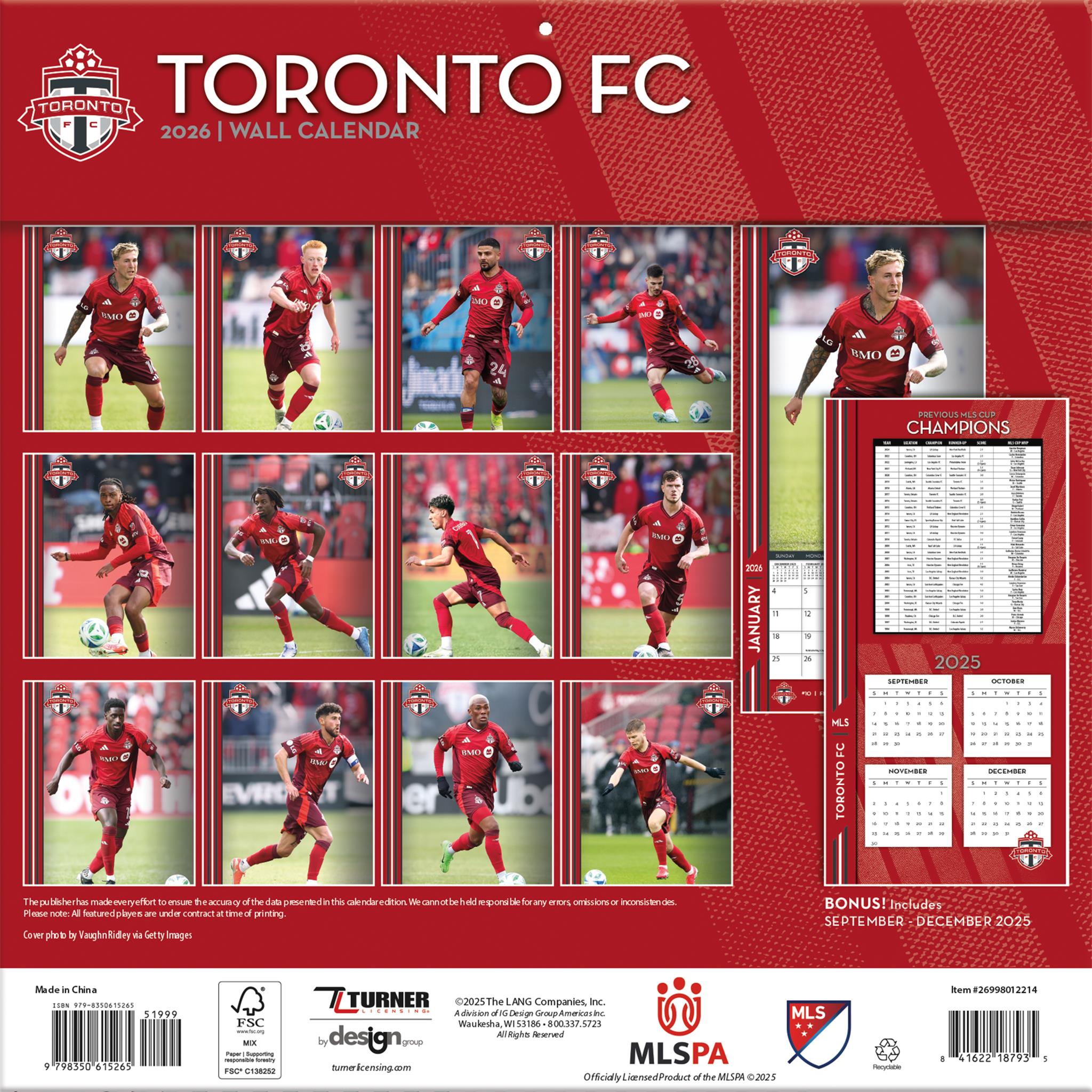 MLS Toronto 2026 Wall Calendar