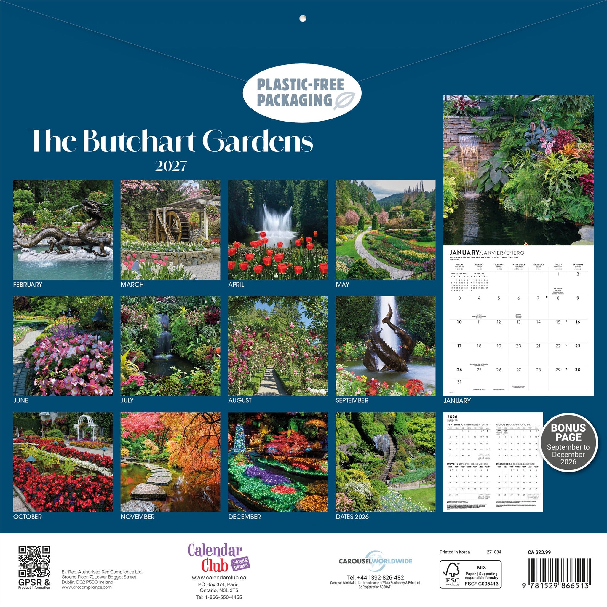 The Butchart Gardens 2027 Wall Calendar