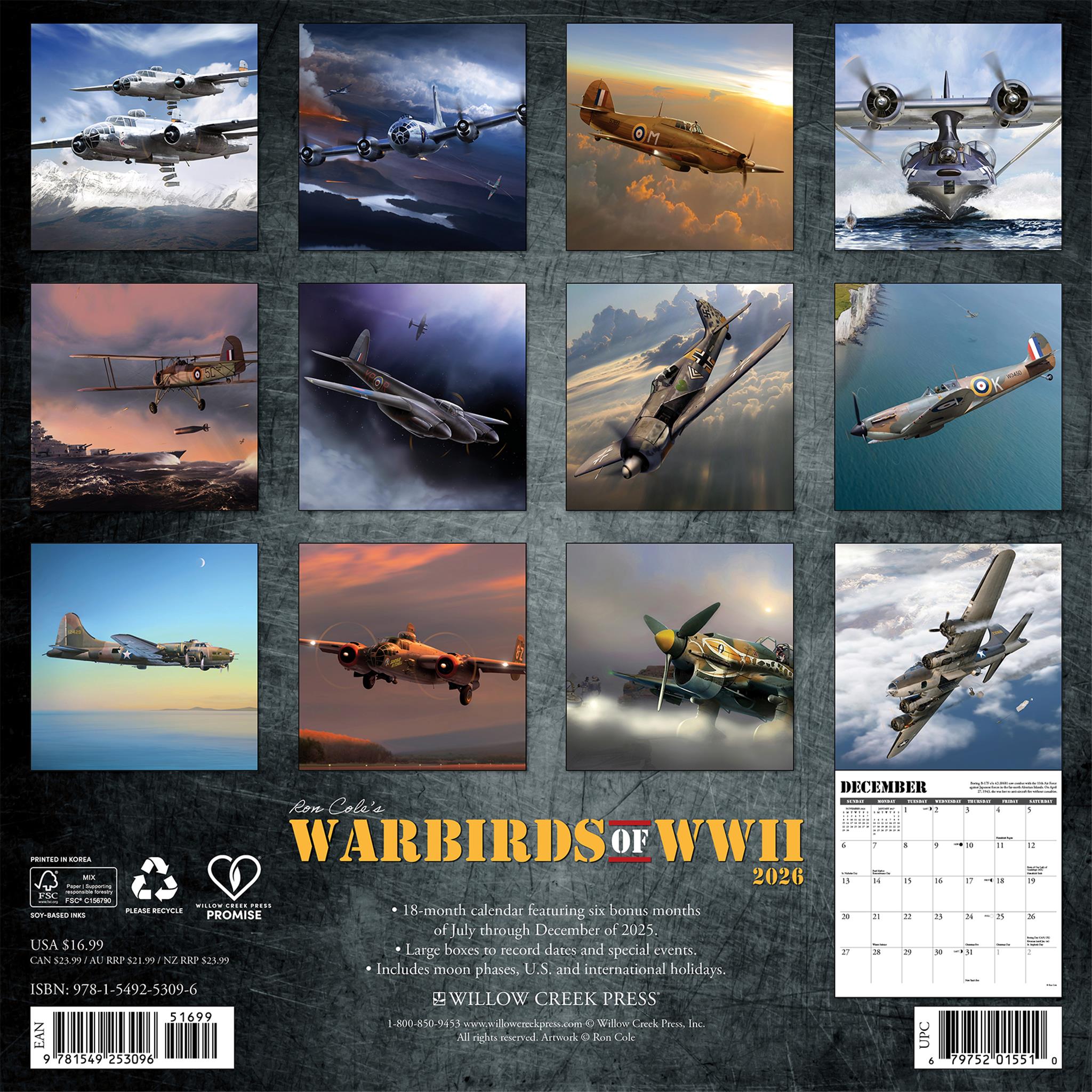 Warbirds Of WWII 2026 Wall Calendar