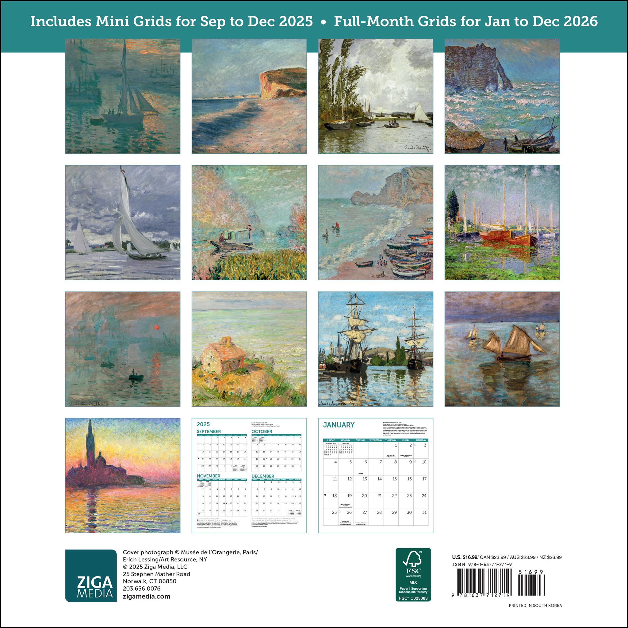 Monet At Sea 2026 Wall Calendar