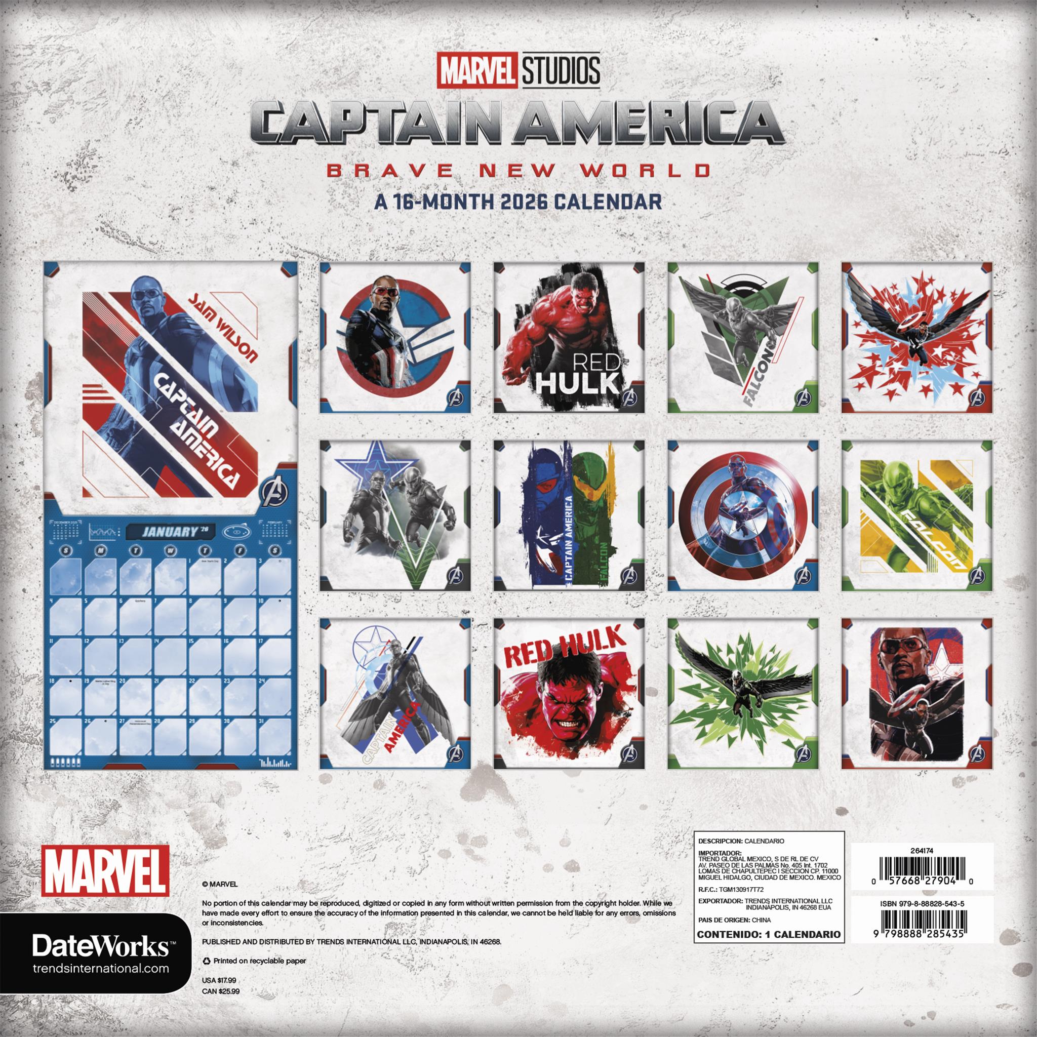 Captain America: Brave New World 2026 Wall Calendar - Online Only