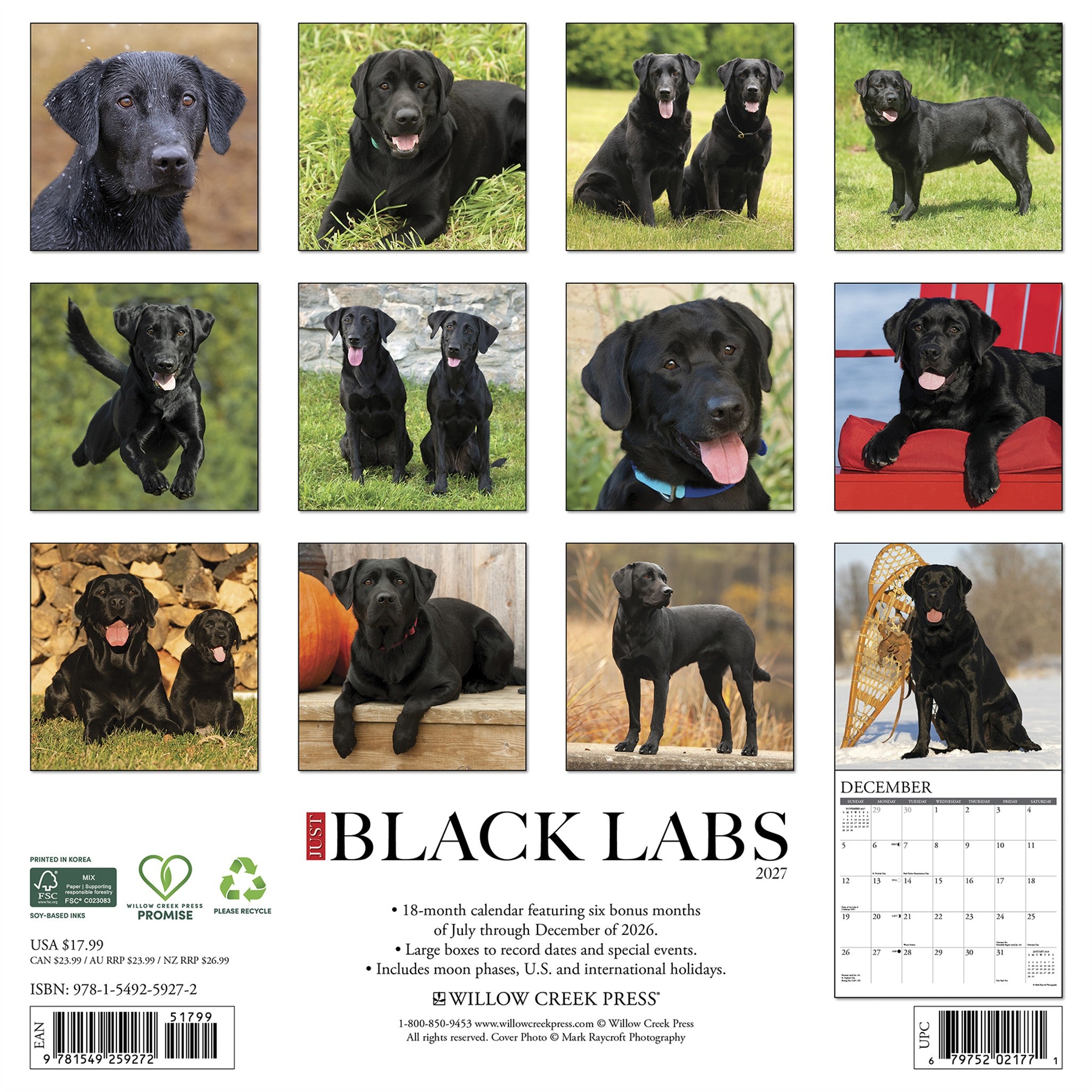 Black Labs 2027 Wall Calendar - Online Only