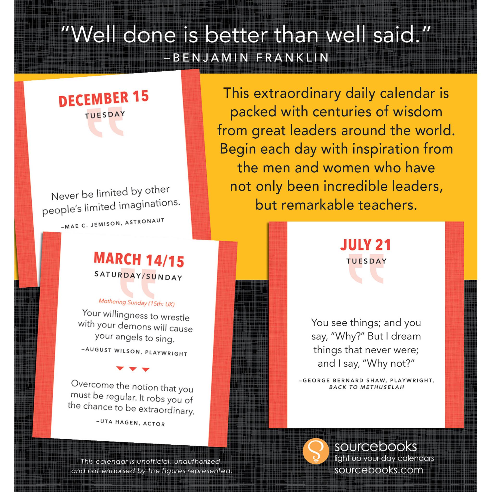 Great Quotes From Great Leaders 2026 Box Calendar - Online Only