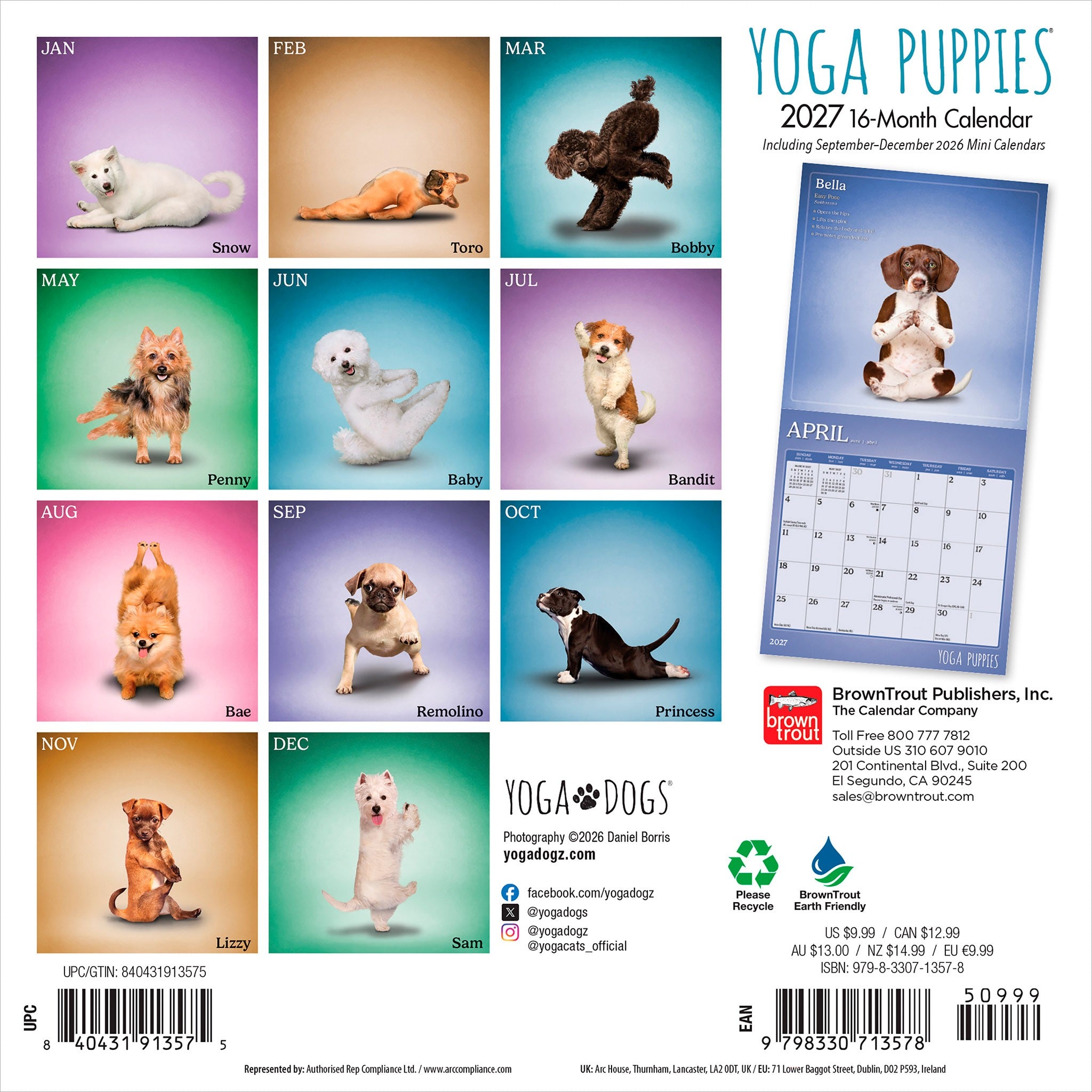 Yoga Puppies 2027 Mini Calendar