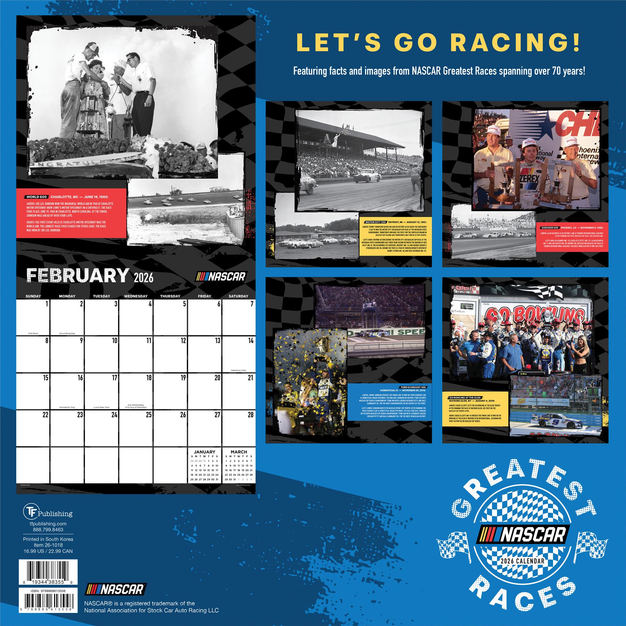 Nascar Great Races 2026 Wall Calendar
