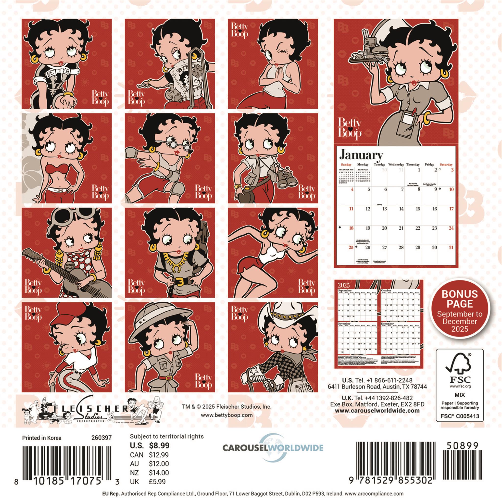 Betty Boop 2026 Mini Calendar