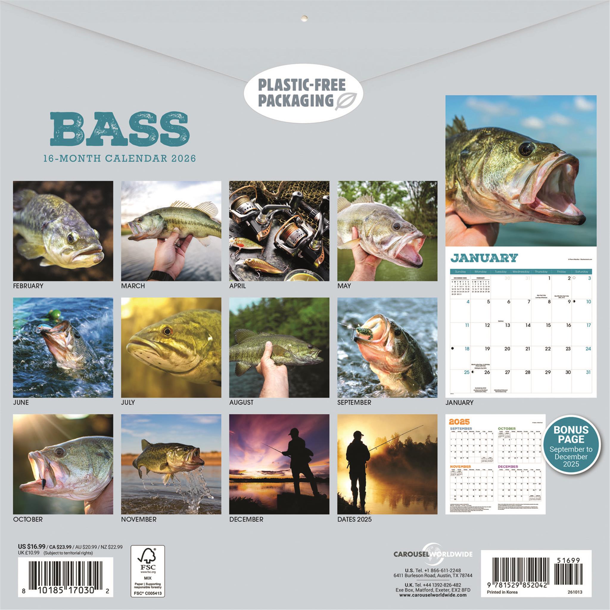 Bass 2026 Wall Calendar