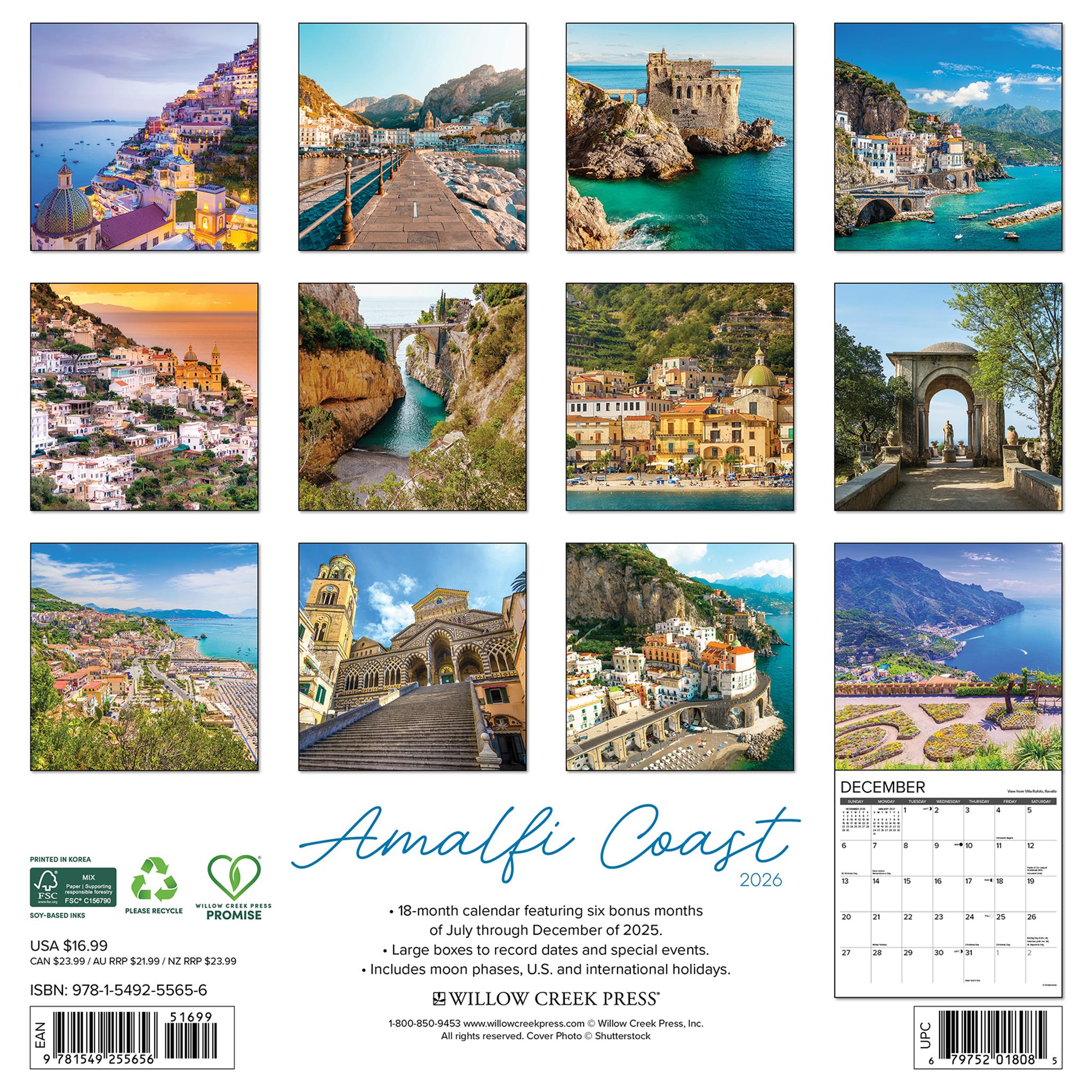 Amalfi Coast 2026 Wall Calendar