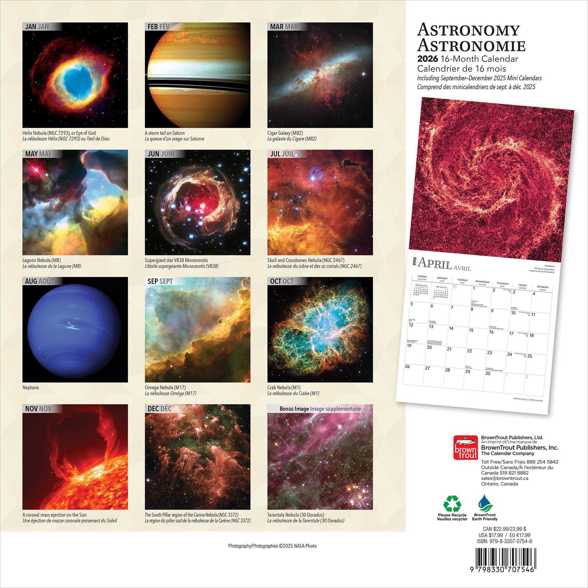 Astronomie 2026 Wall Calendar (French)