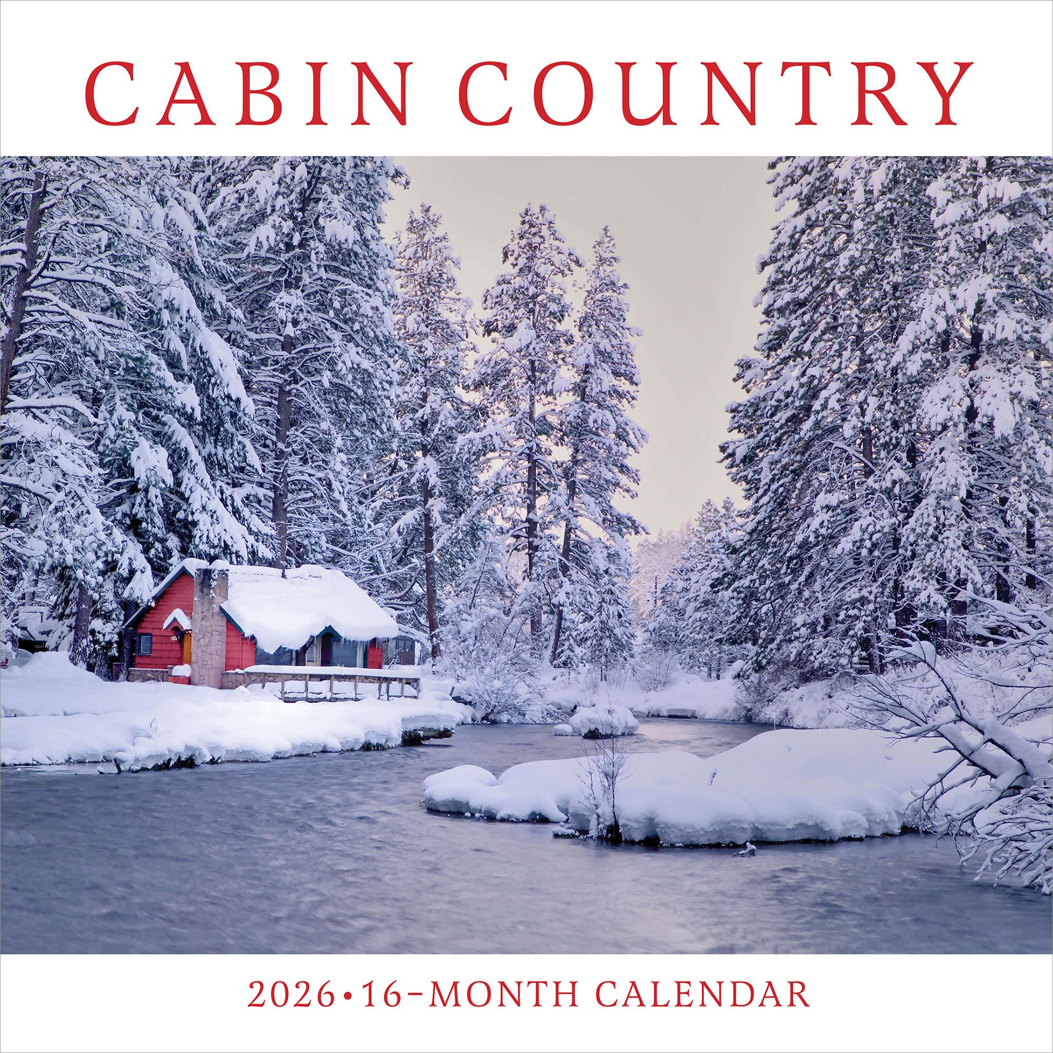 Calendar cover with a snowy cabin scene and 'Cabin Country' text.