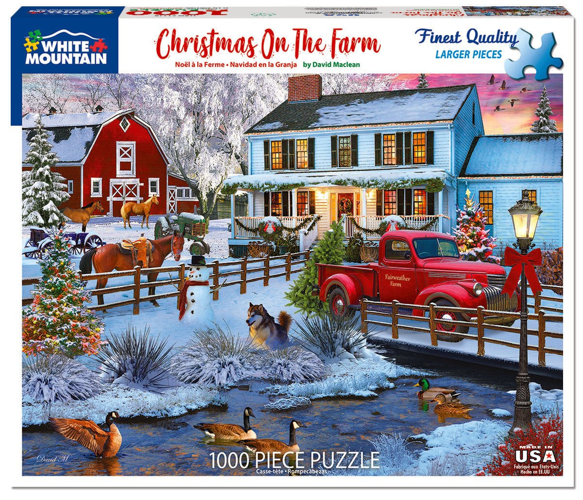White Mountain Puzzles Christmas on the Farm 1000 Piece Puzzle
