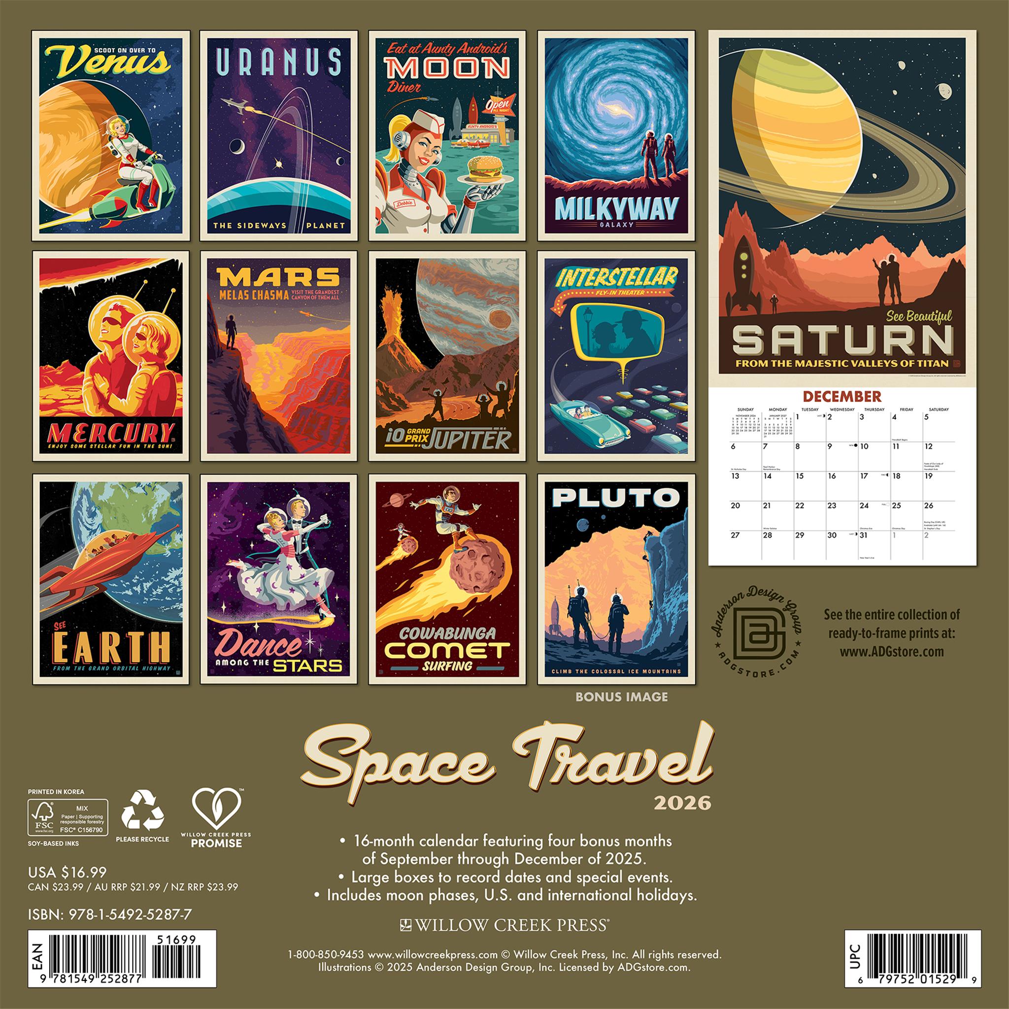 Space Travel Art 2026 Wall Calendar - Online Only