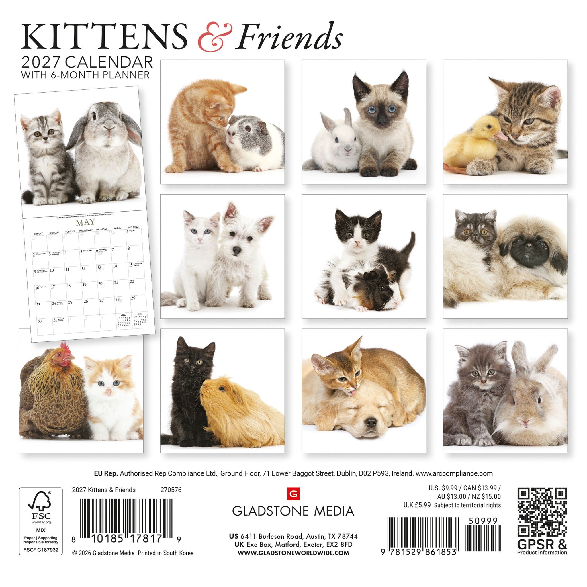 Kittens and Friends 2027 Mini Calendar
