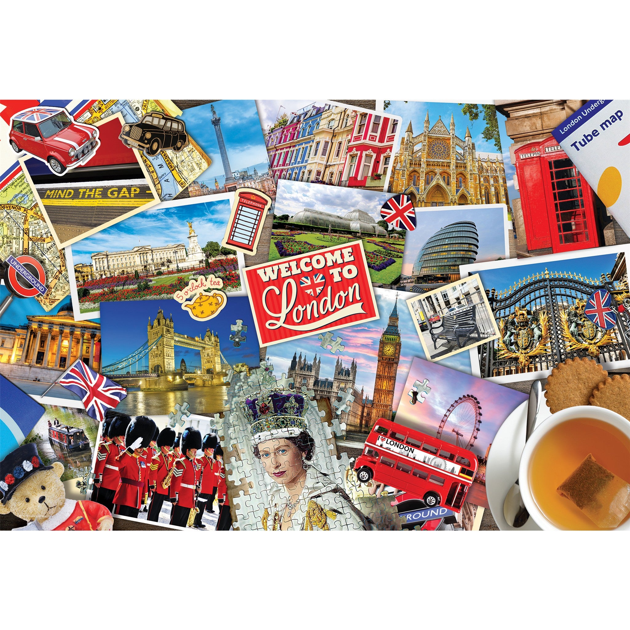 London Bus 550 Piece Puzzle in Shaped Tin