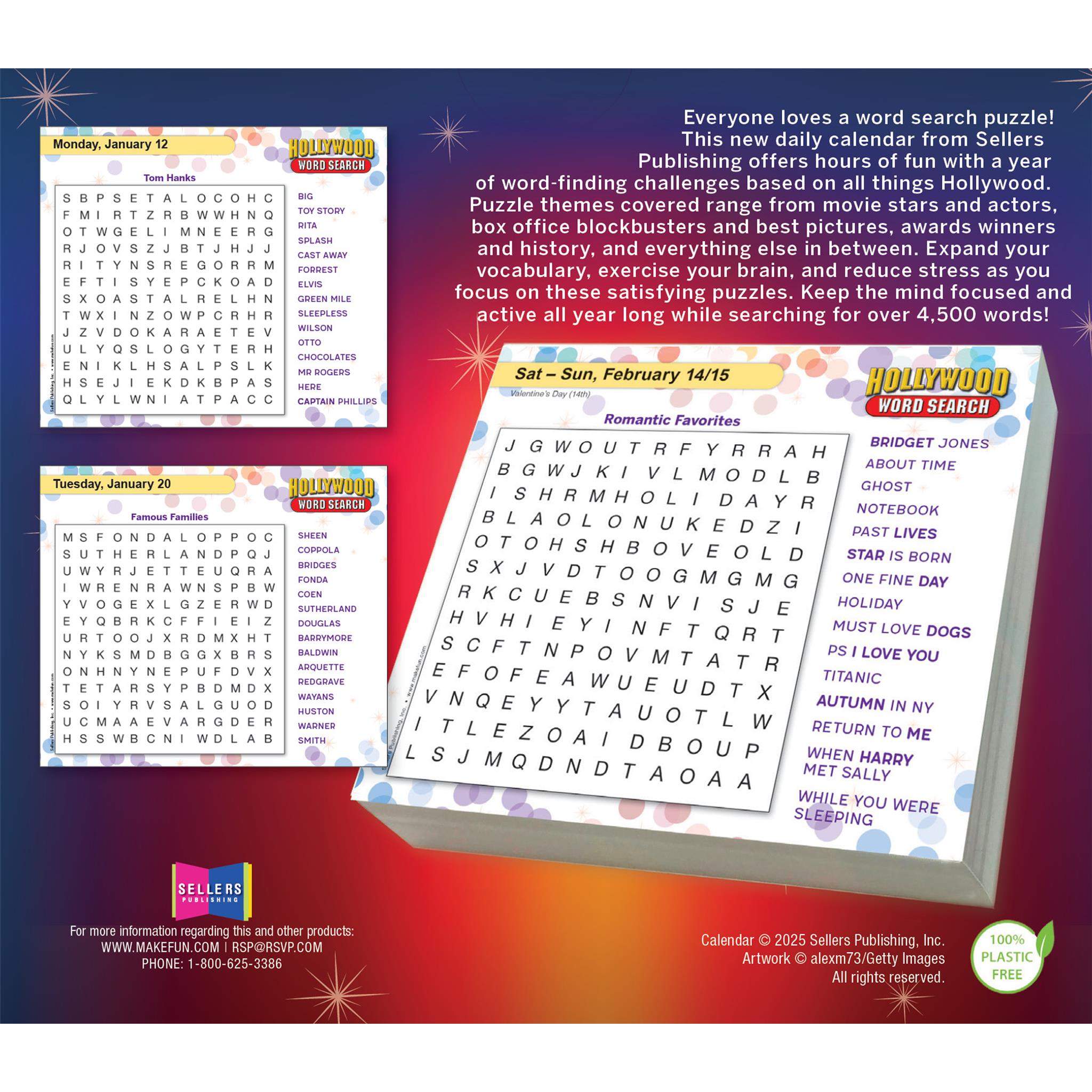Hollywood Word Search 2026 Box Calendar - Online Only