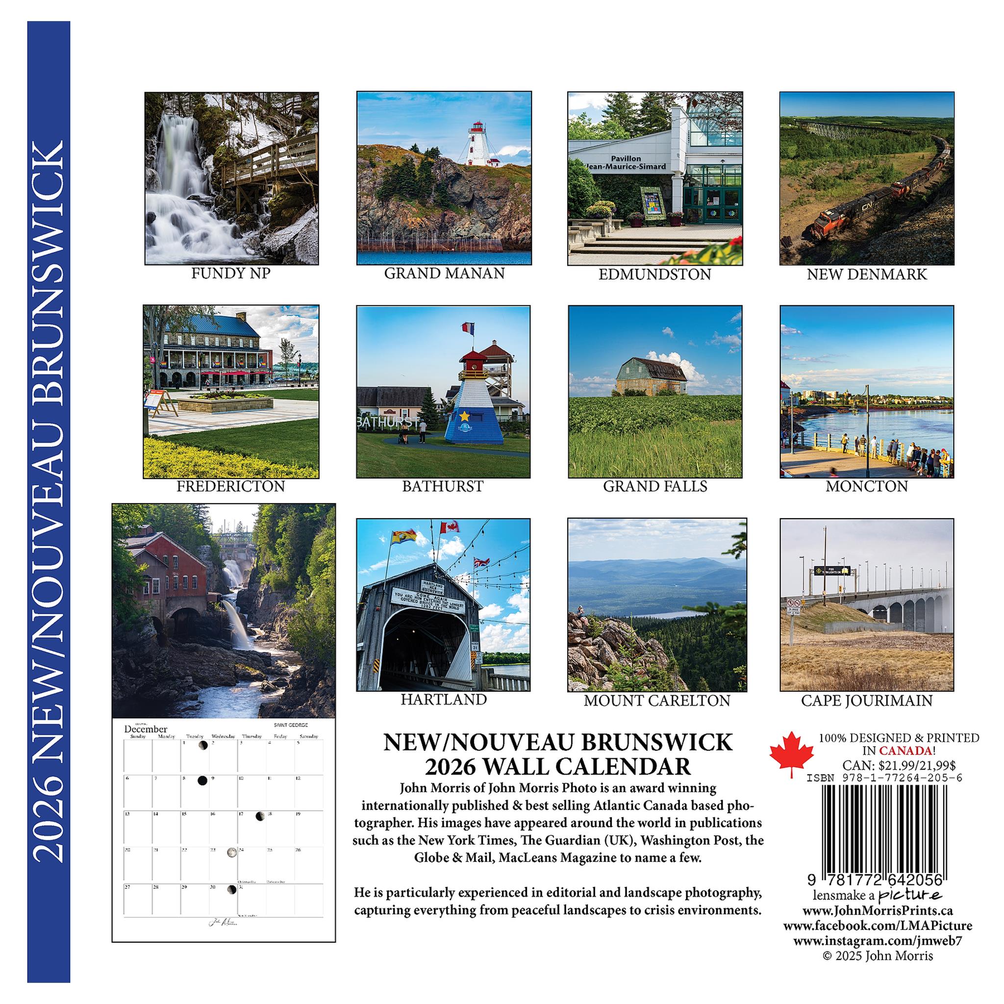 Nouveau Brunswick 2026 Wall Calendar