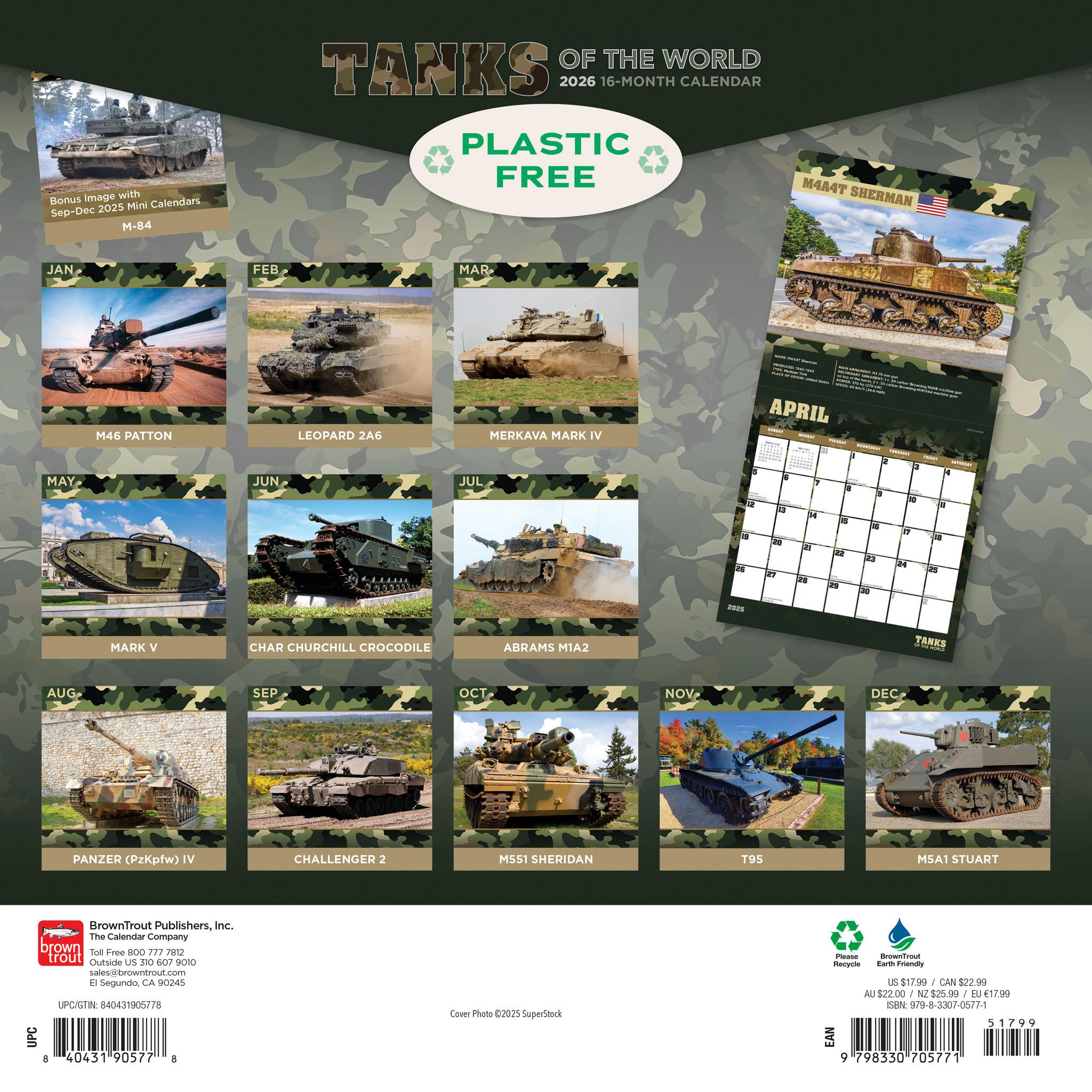 Tanks Of The World 2026 Wall Calendar