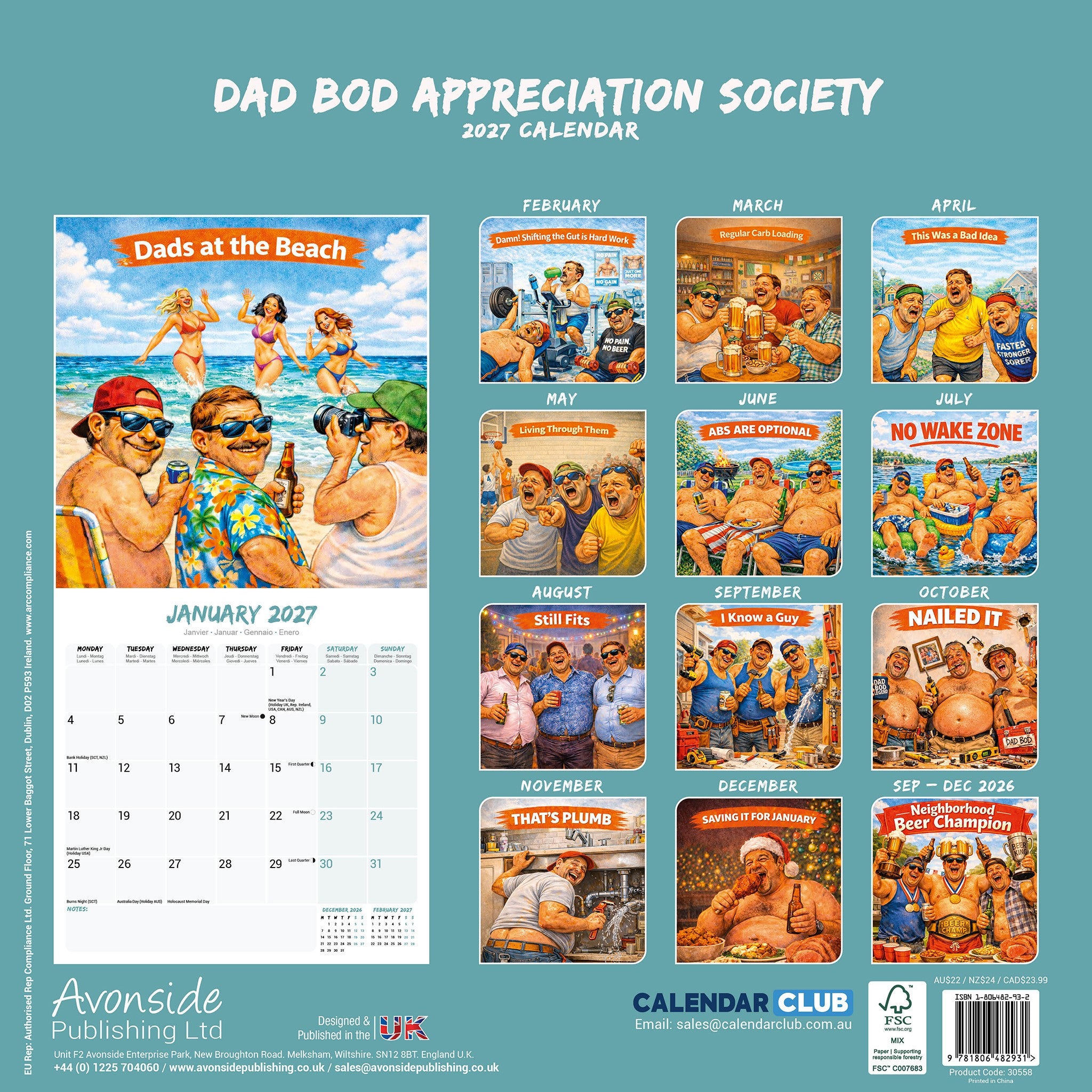 The Dad Bod Appreciation Society Exclusive 2027 Wall Calendar