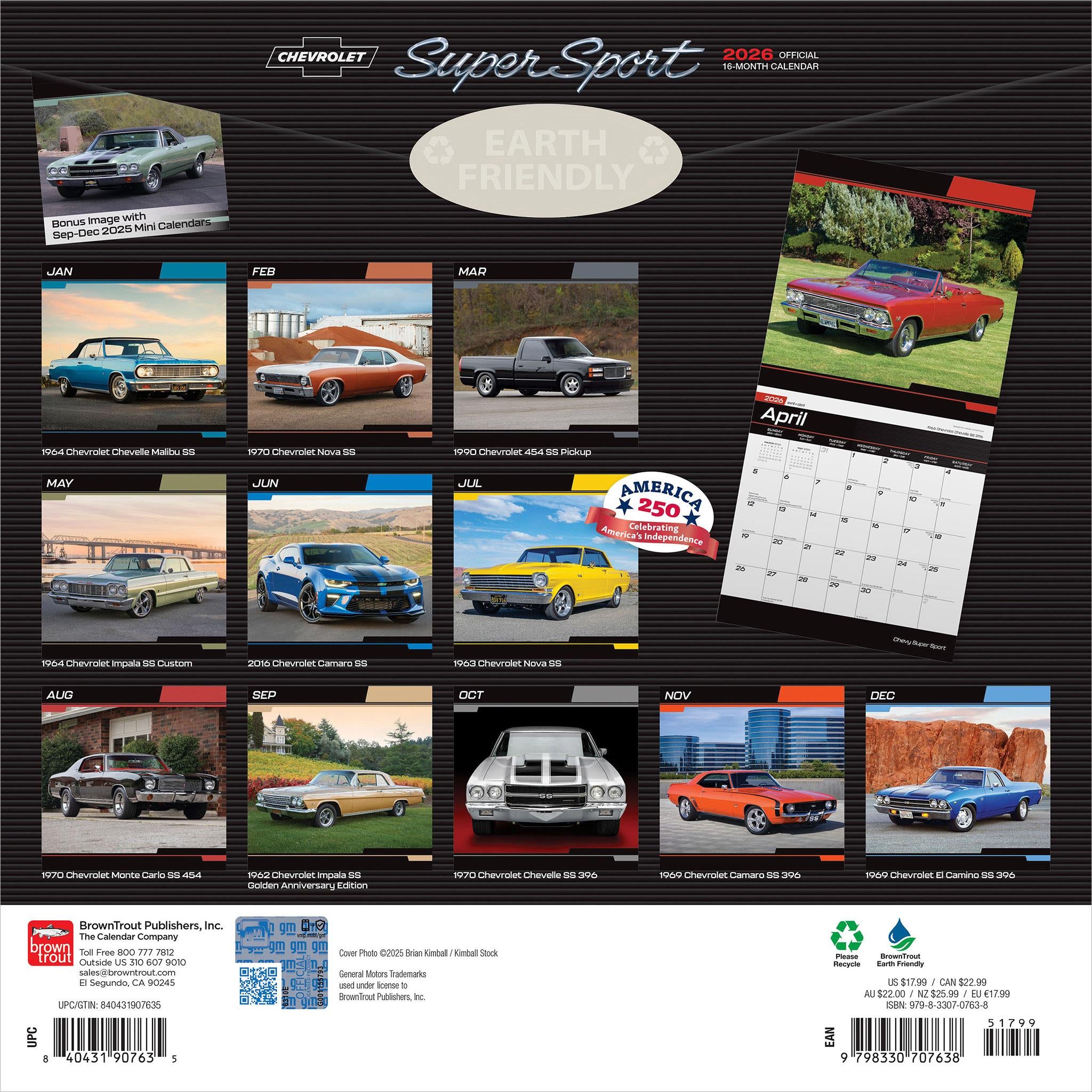 Chevy Super Sport 2026 Wall Calendar - Online Only