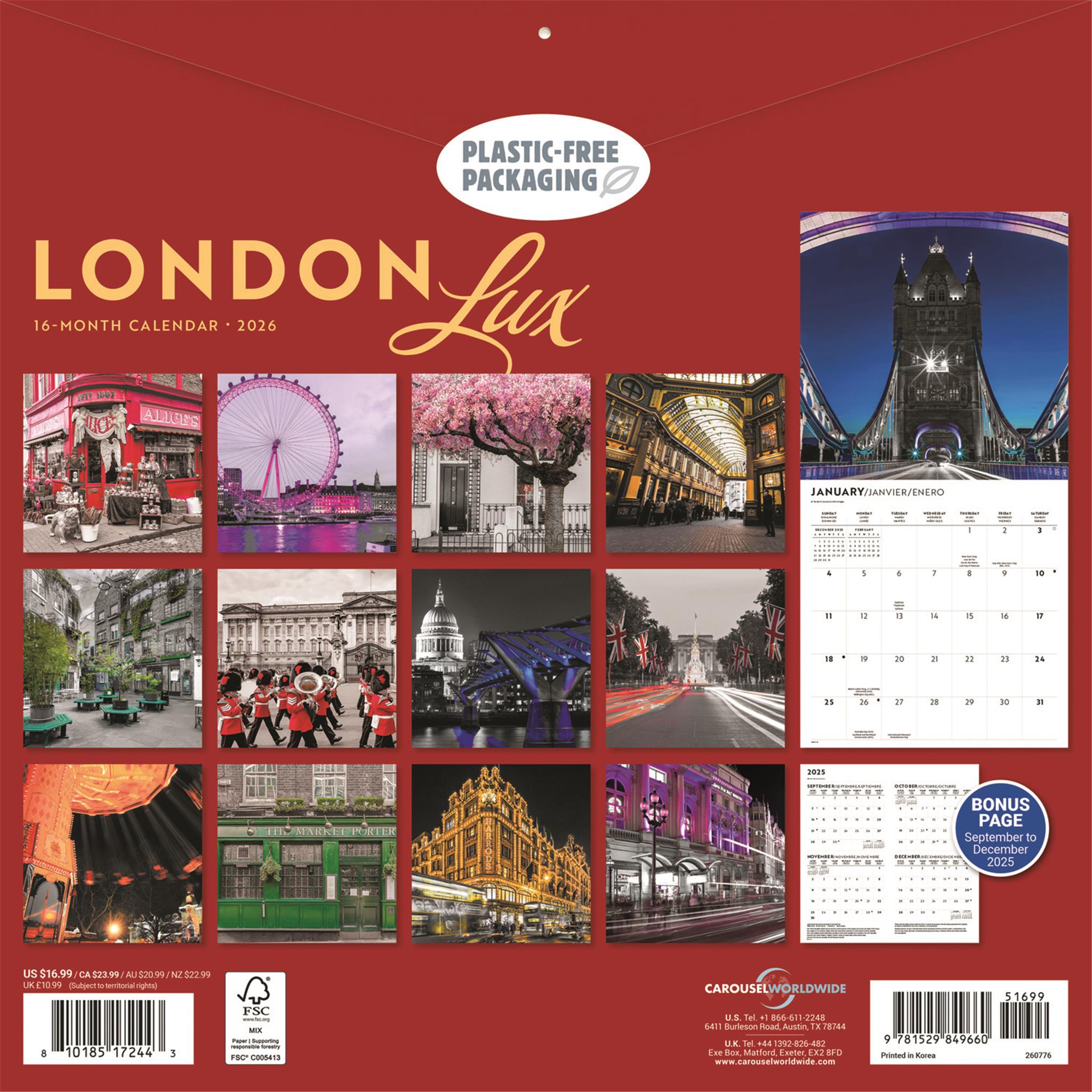 London Lux 2026 Wall Calendar