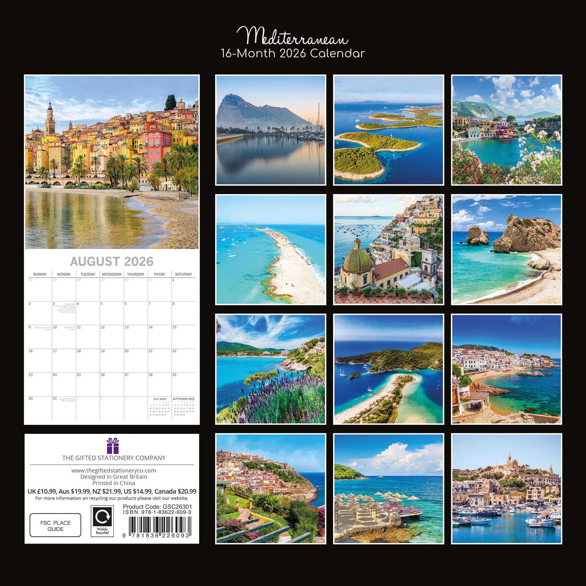 Mediterranean 2026 Wall Calendar