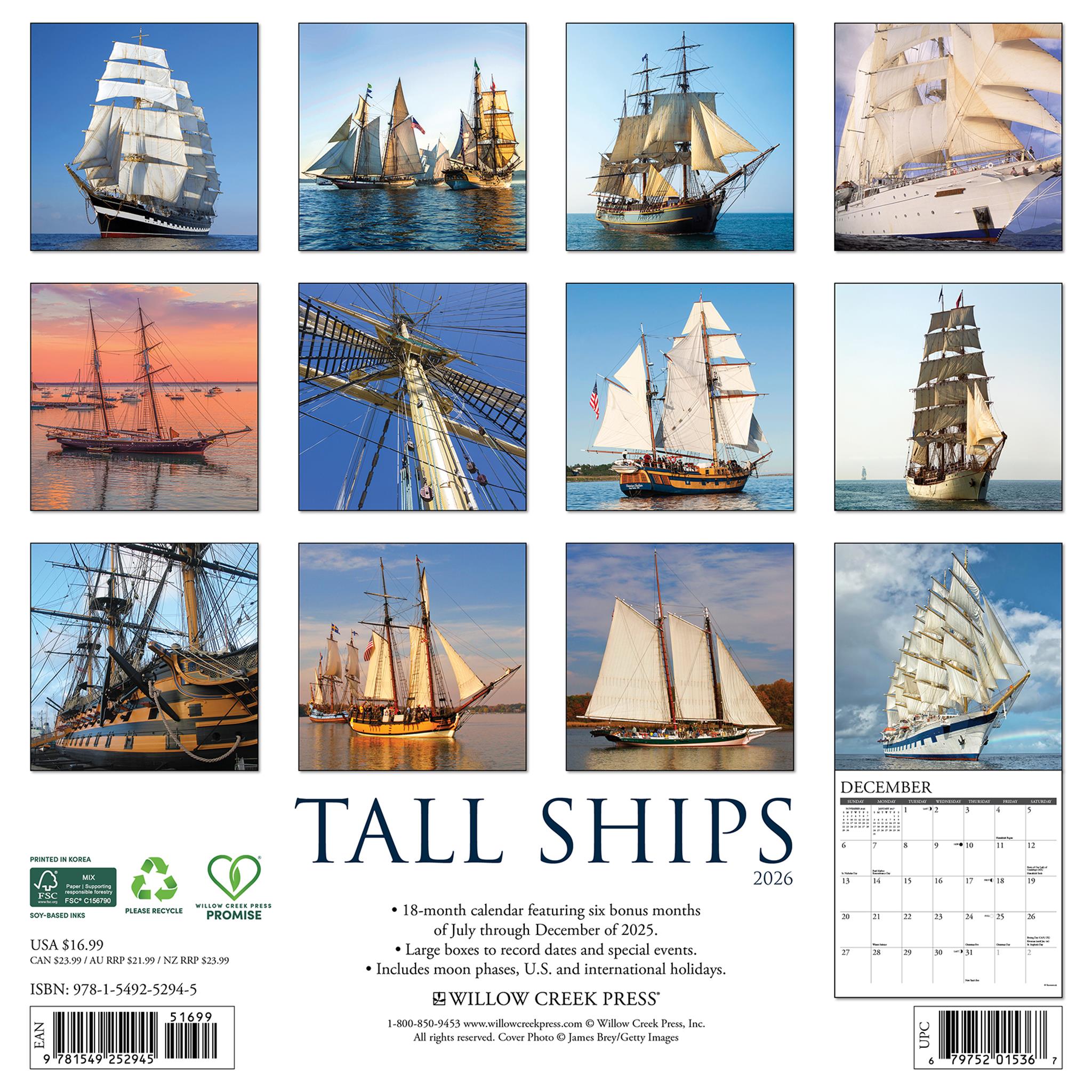 Tall Ships 2026 Wall Calendar