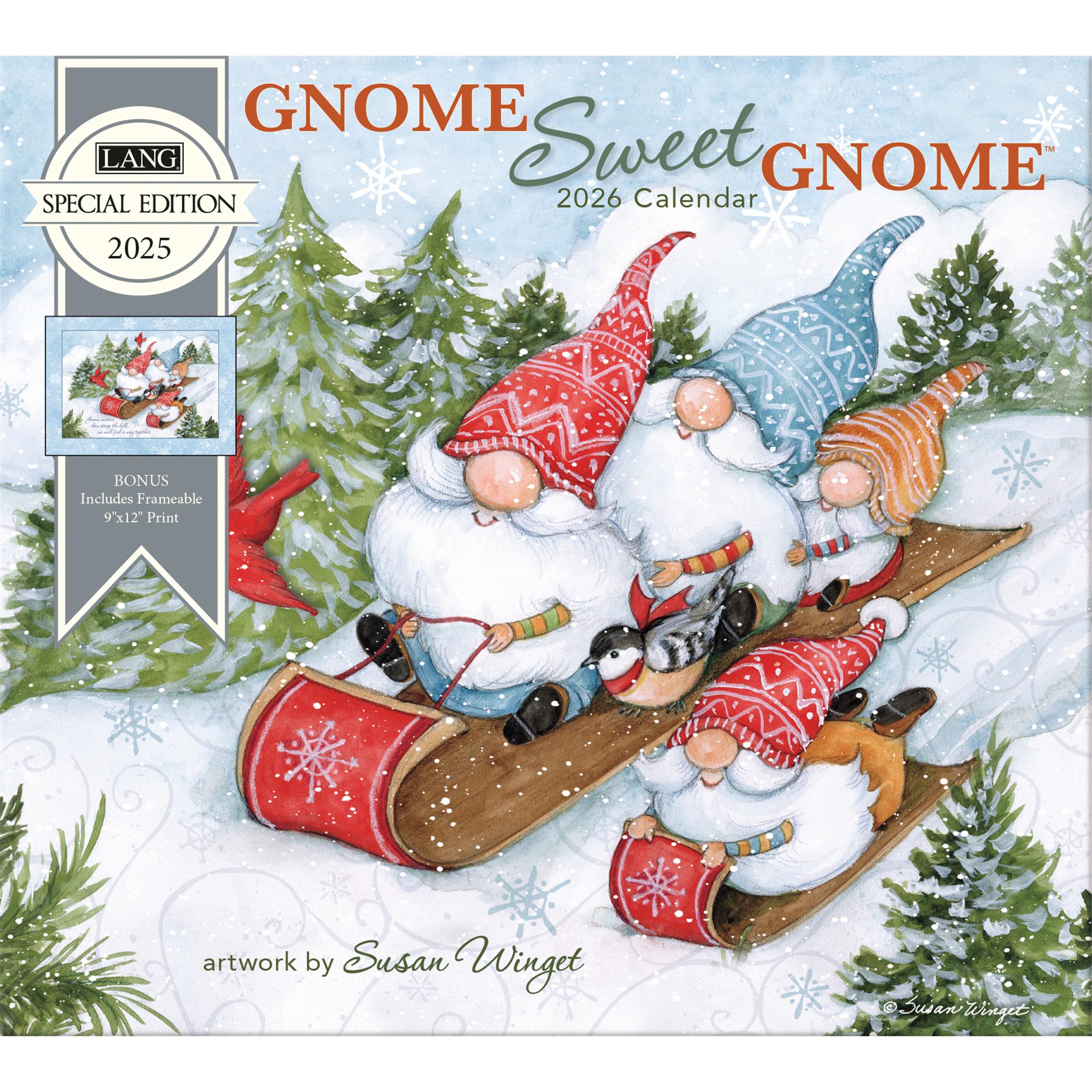 Gnome Sweet Gnome 2026 Deluxe Special Edition Wall Calendar with Print