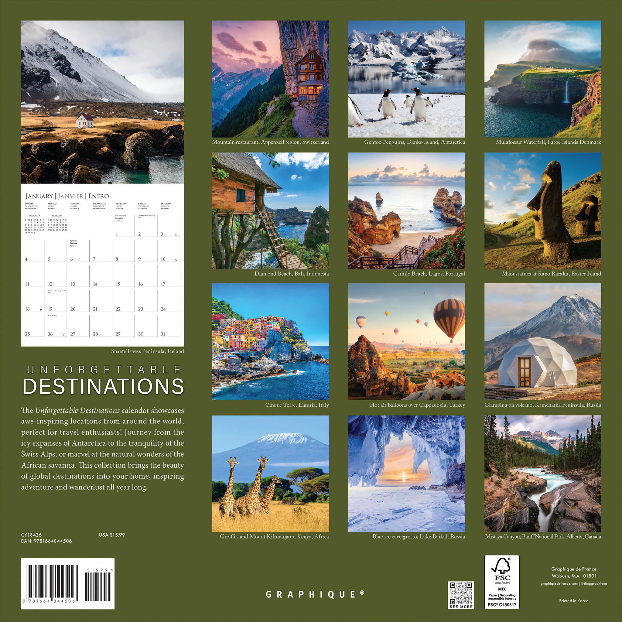 Unforgettable Destinations 2026 Wall Calendar - Online Only
