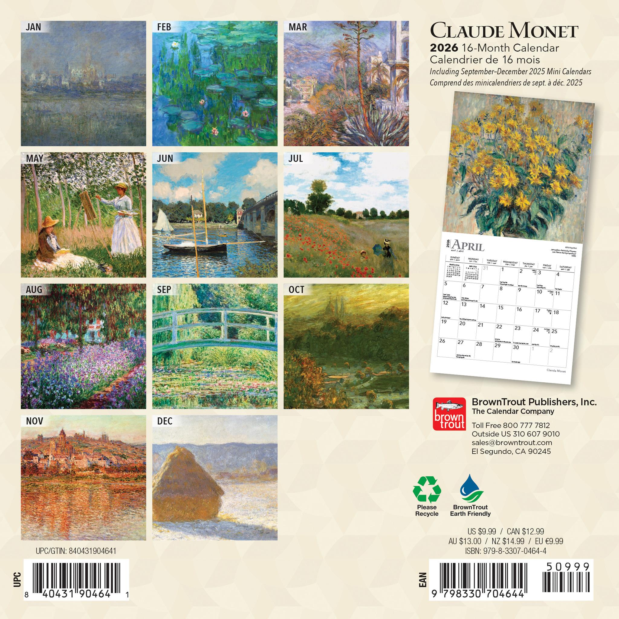 Monet 2026 Mini Calendar