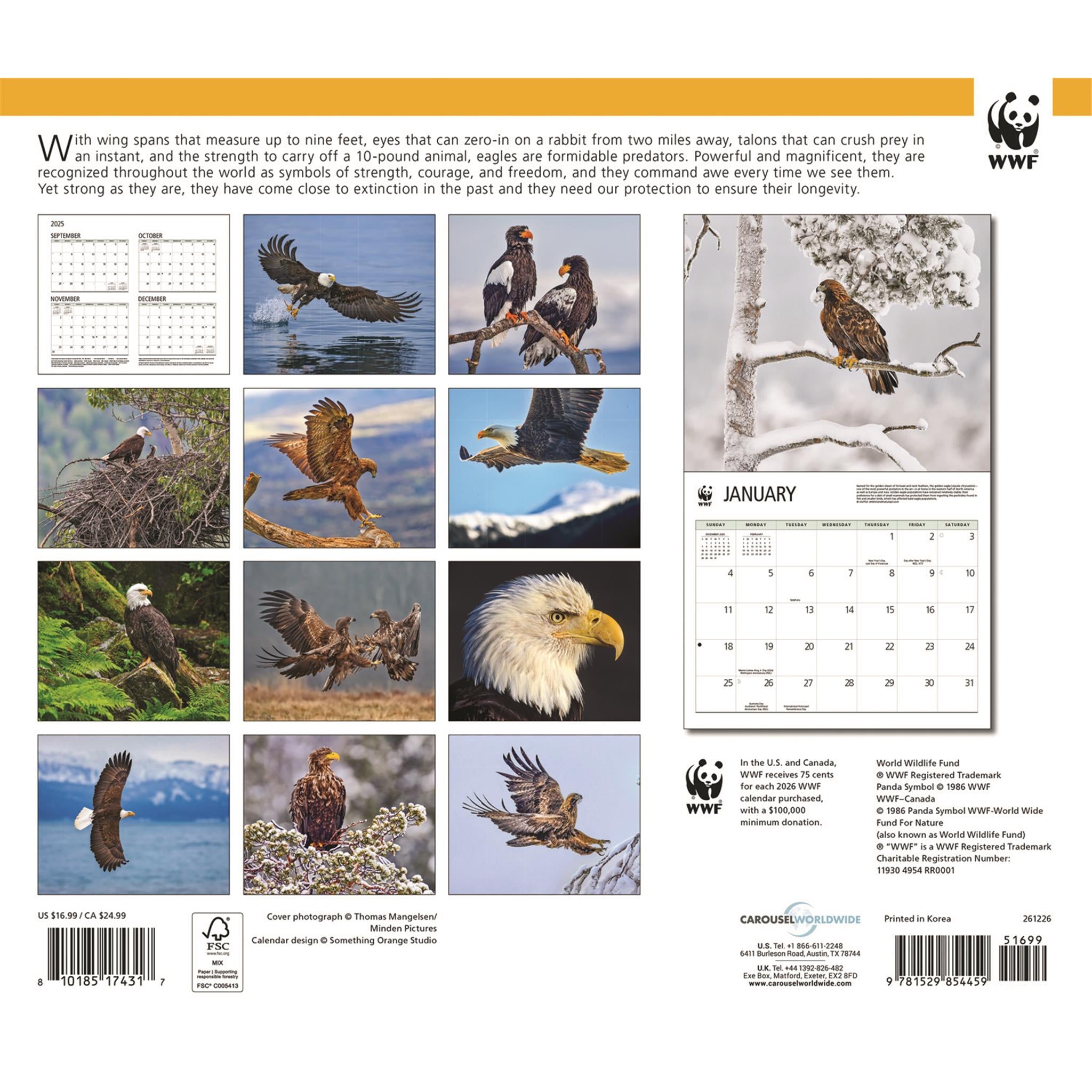 World Wildlife Fund Eagles 2026 Wall Calendar