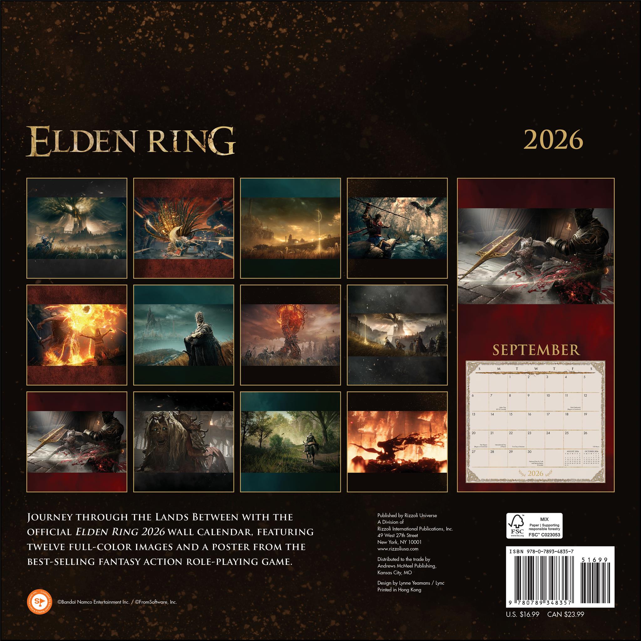 Elden Ring Shadow Of The Erdtree 2026 Wall Calendar