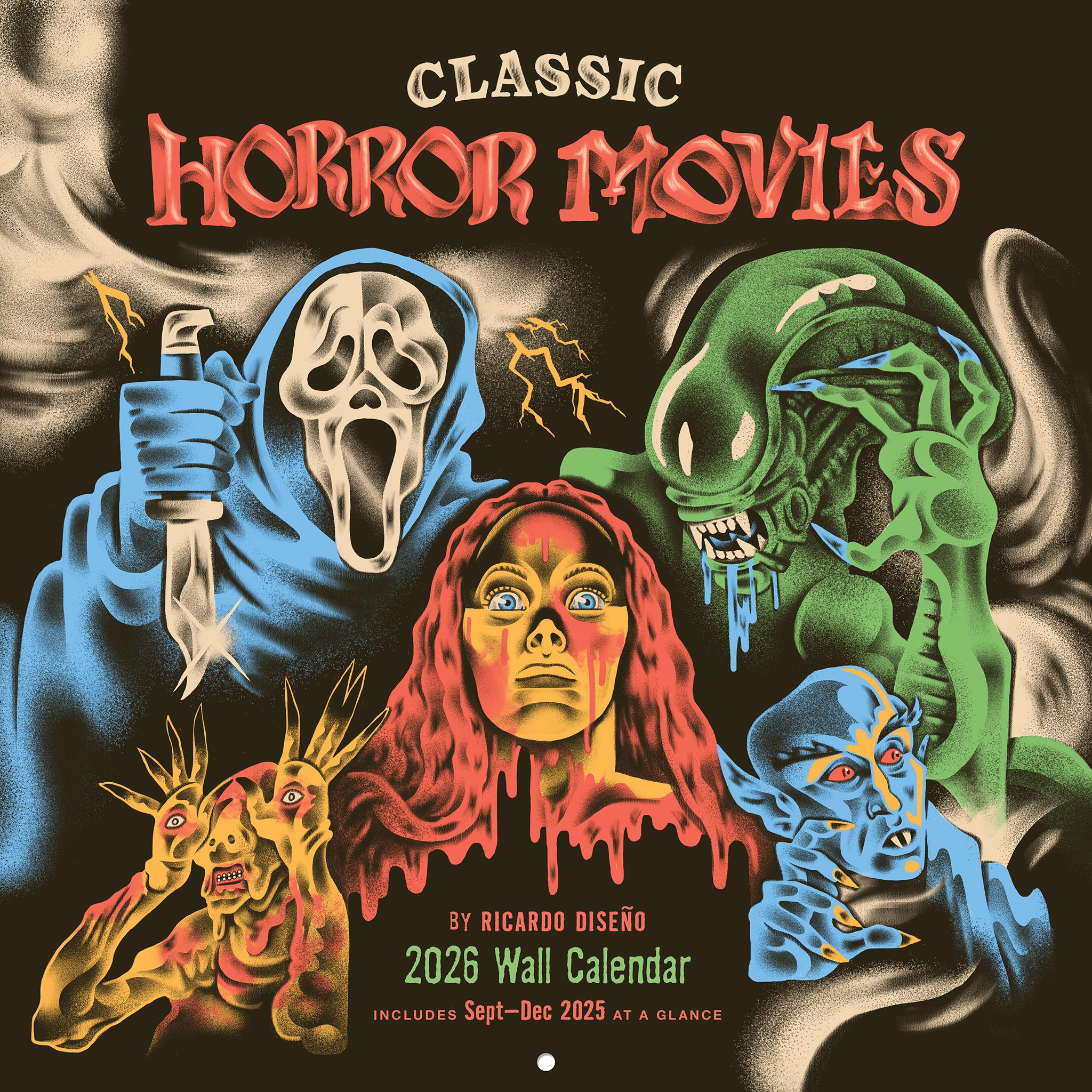 Classic Horror Movies 2026 Wall Calendar - Online Only