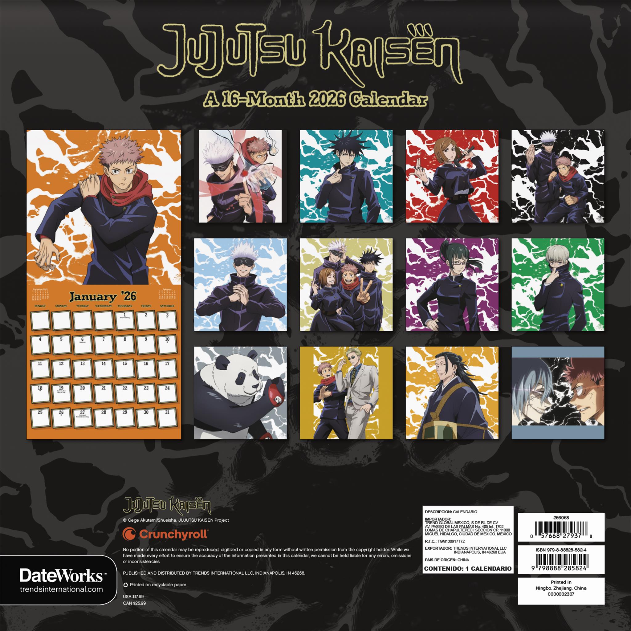 Jujutsu Kaisen 2026 Wall Calendar - Online Only