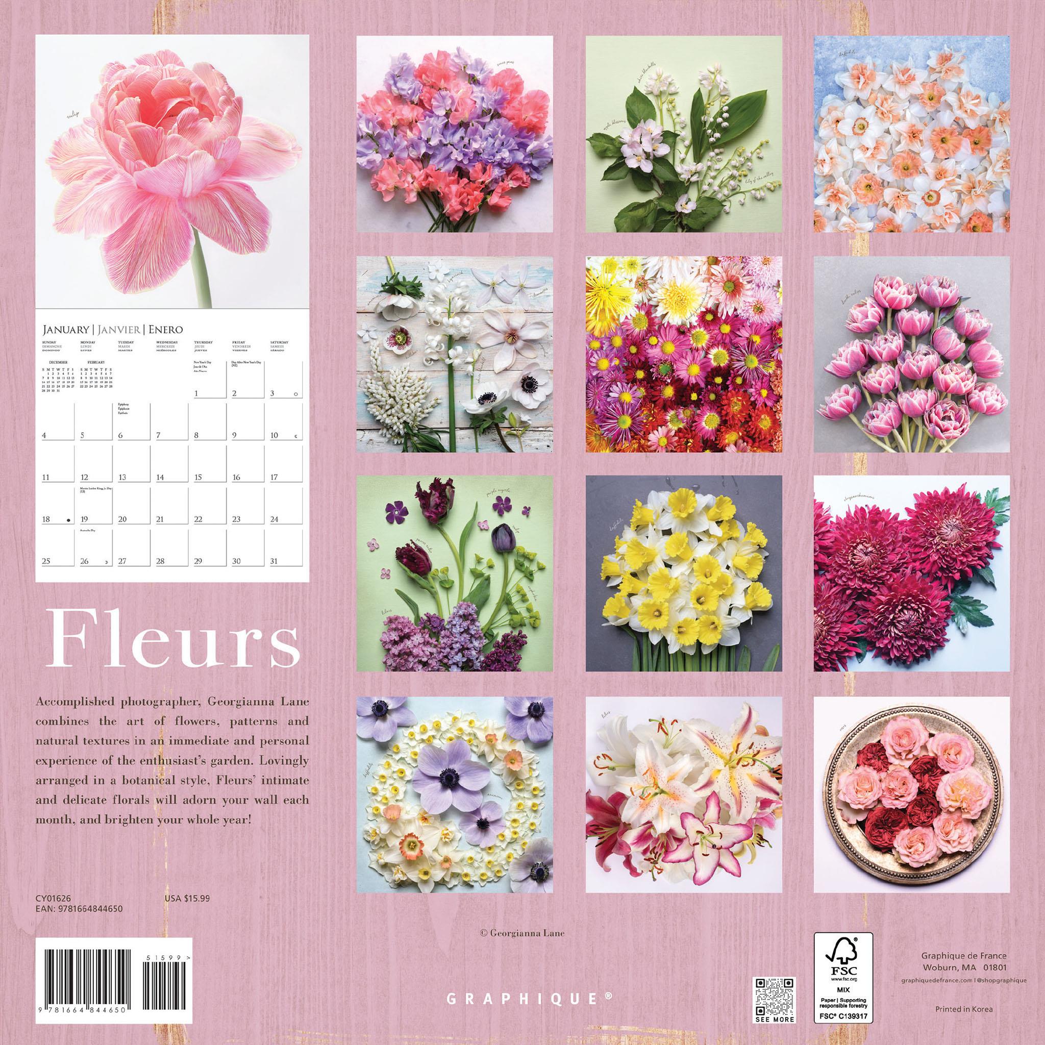 Fleurs 2026 Wall Calendar