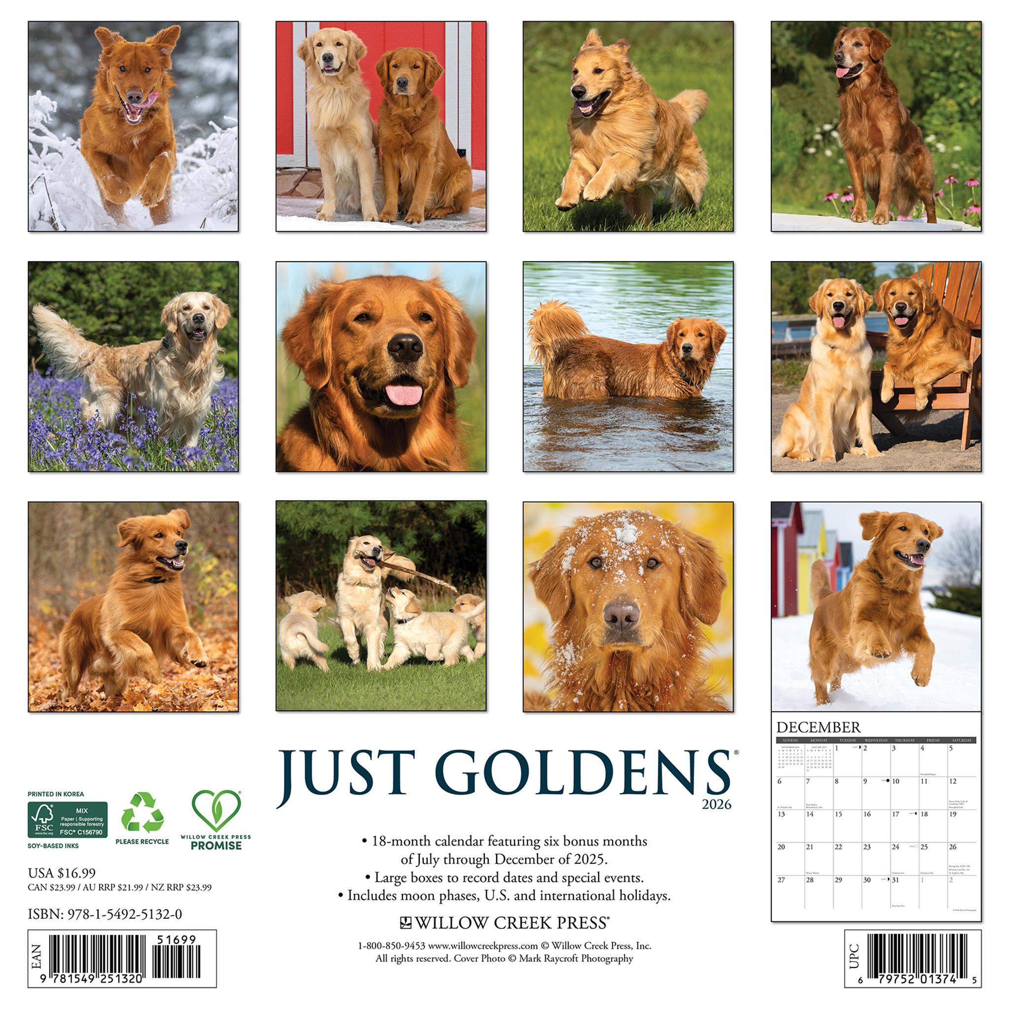 Goldens 2026 Just Wall Calendar