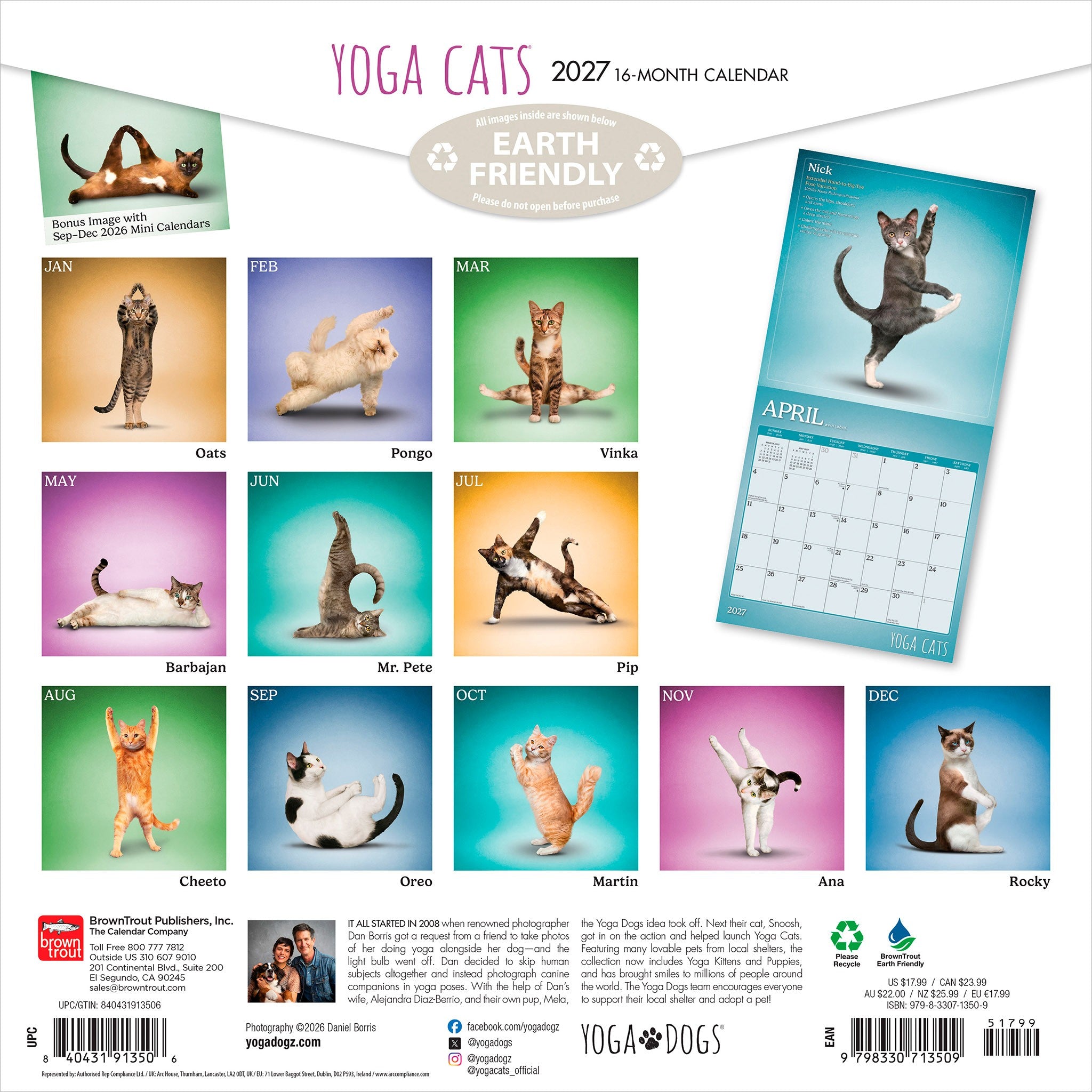 Yoga Cats 2027 Wall Calendar