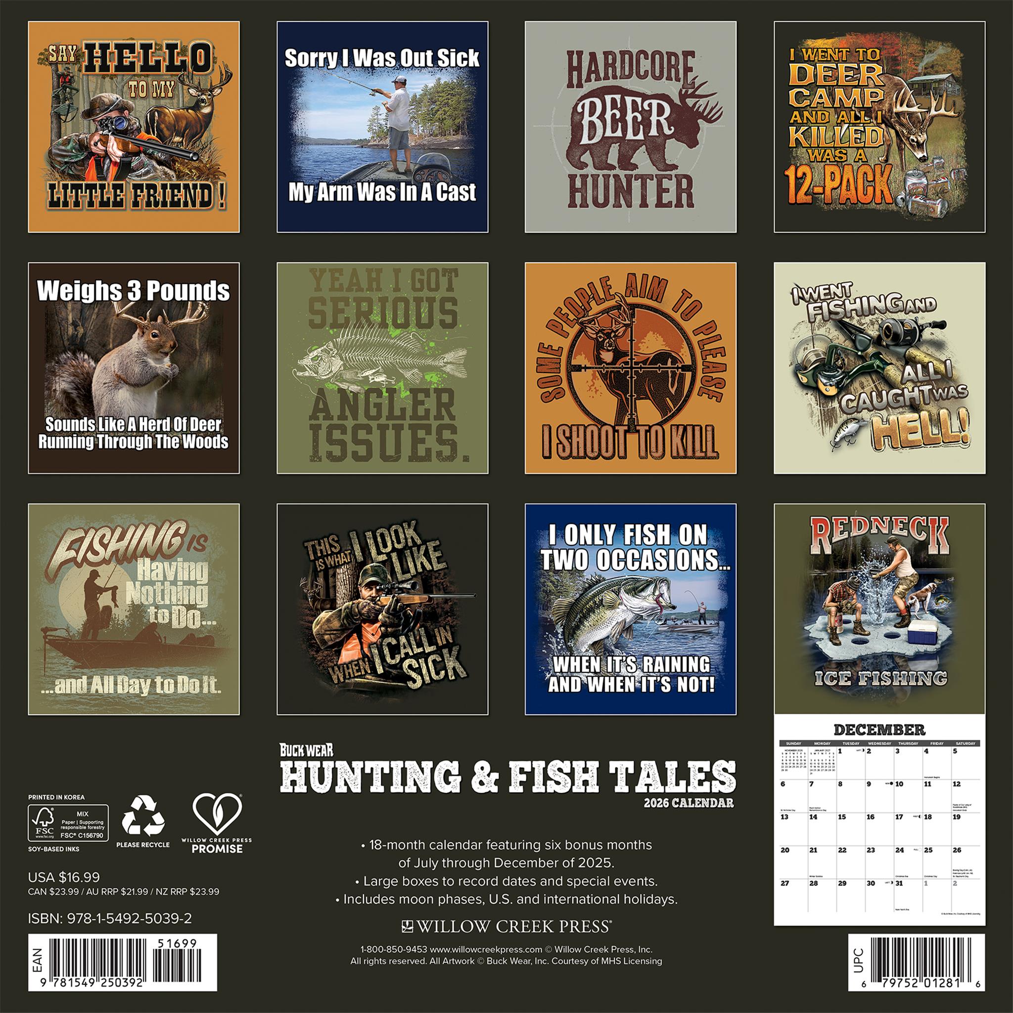 Buck Wear Hunting And Fishing Tales 2026 Wall Calendar