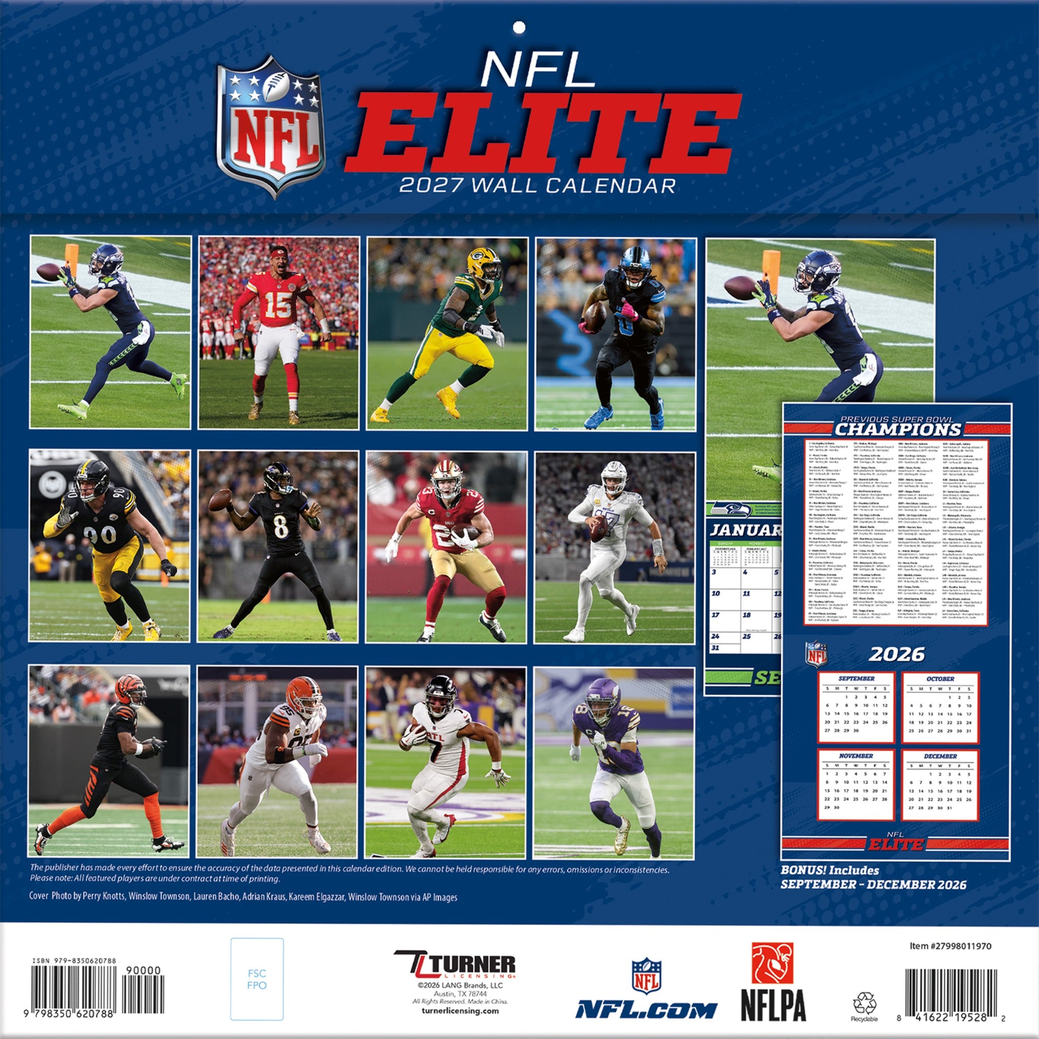 NFL Elite 2027 Wall Calendar