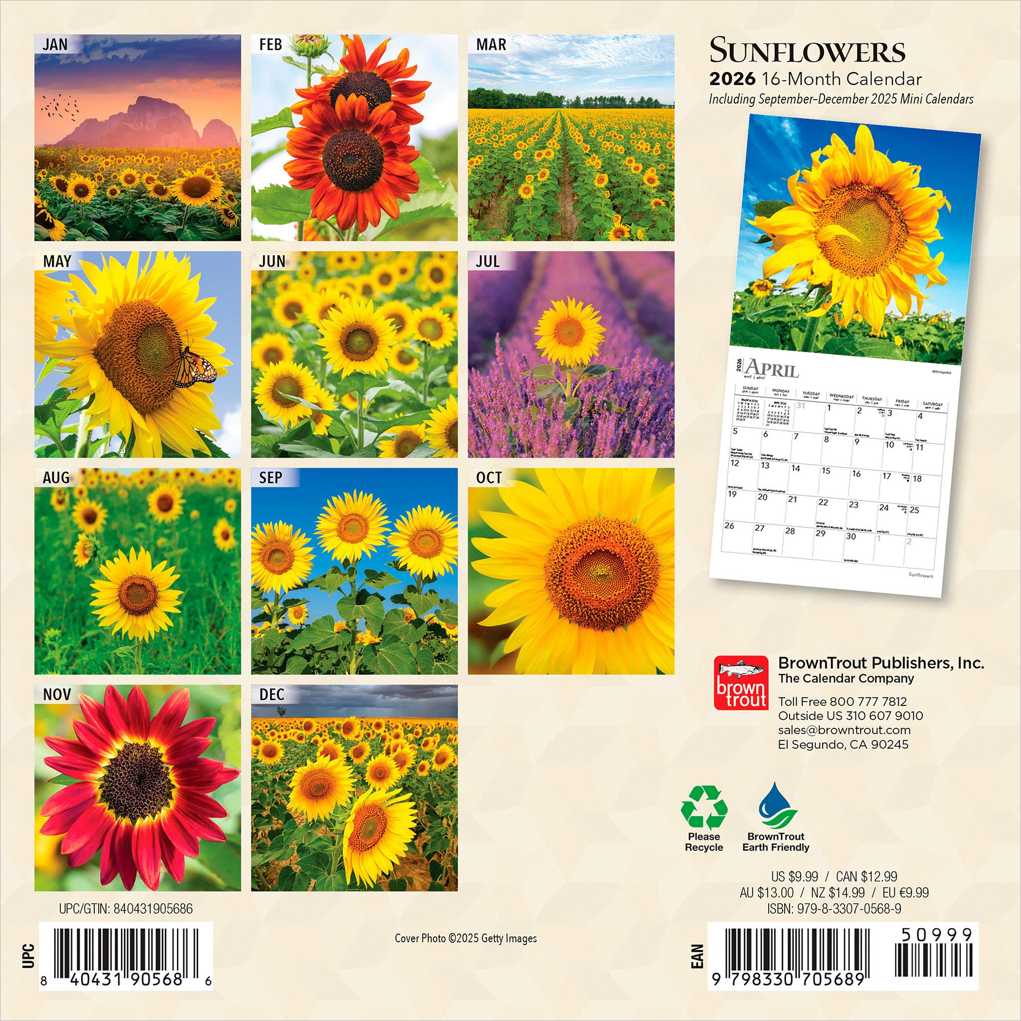 Sunflowers 2026 Mini Calendar