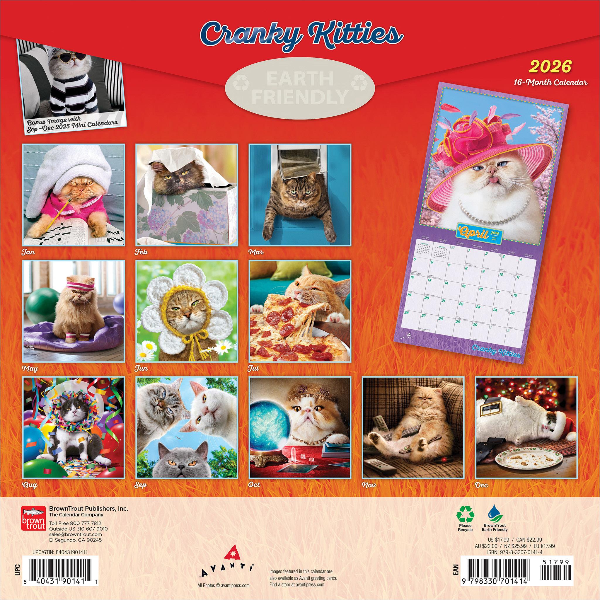 Avanti Cranky Kitties 2026 Wall Calendar - Online Only