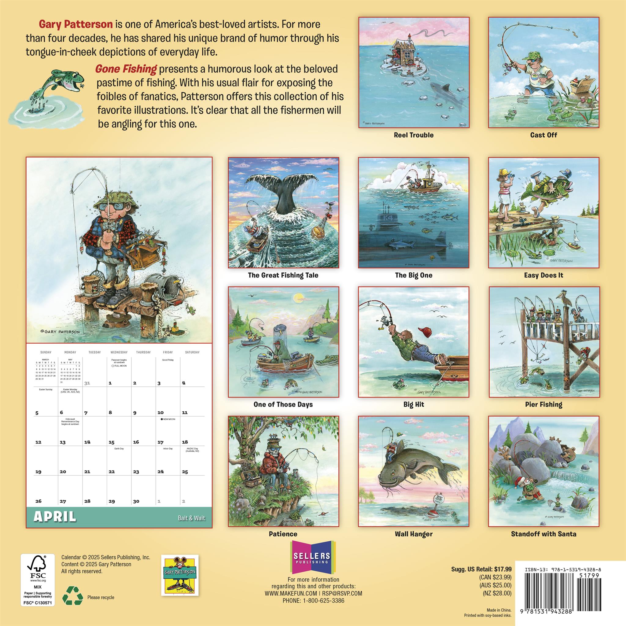 Gary Patterson Gone Fishing 2026 Wall Calendar