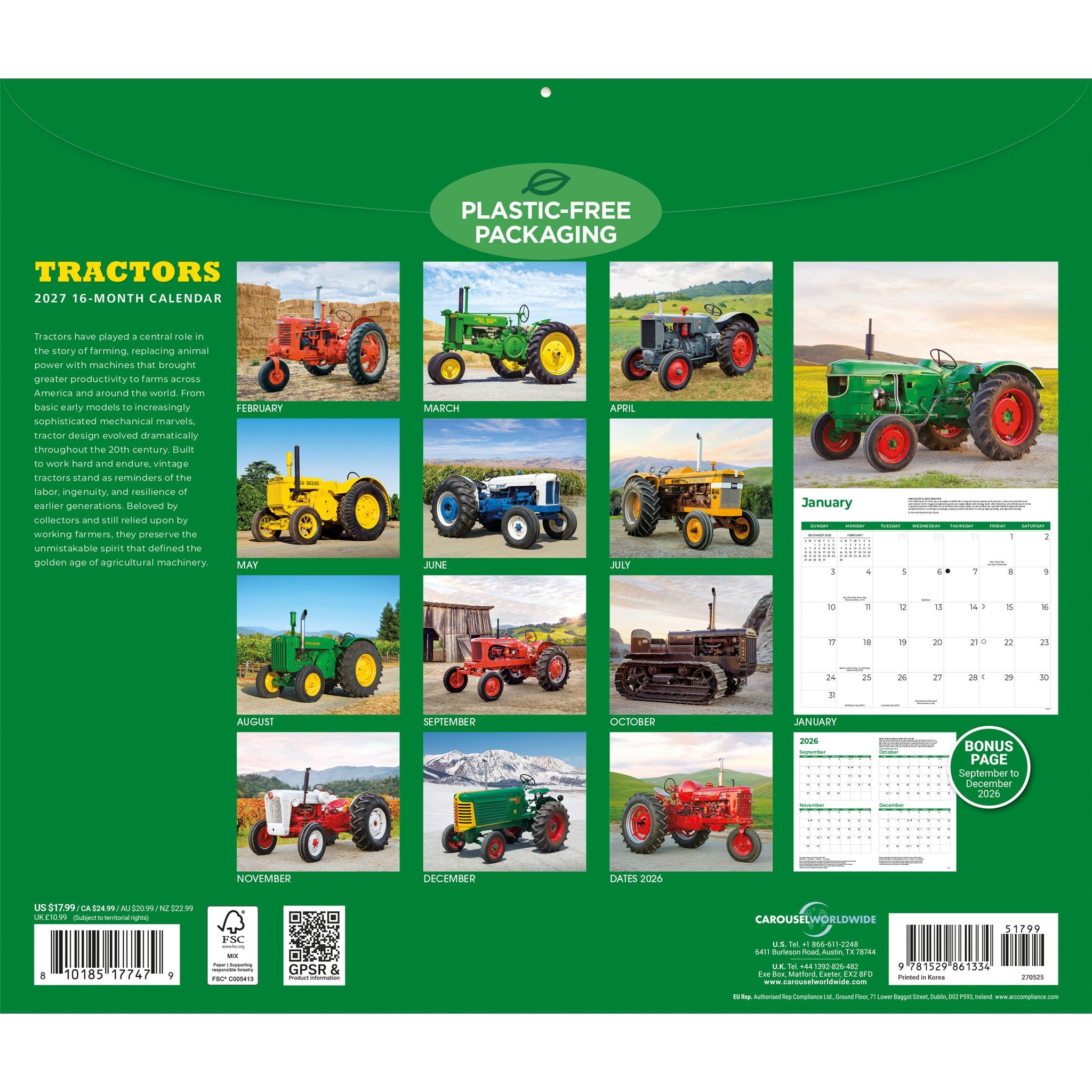 Tractors 2027 Wall Calendar