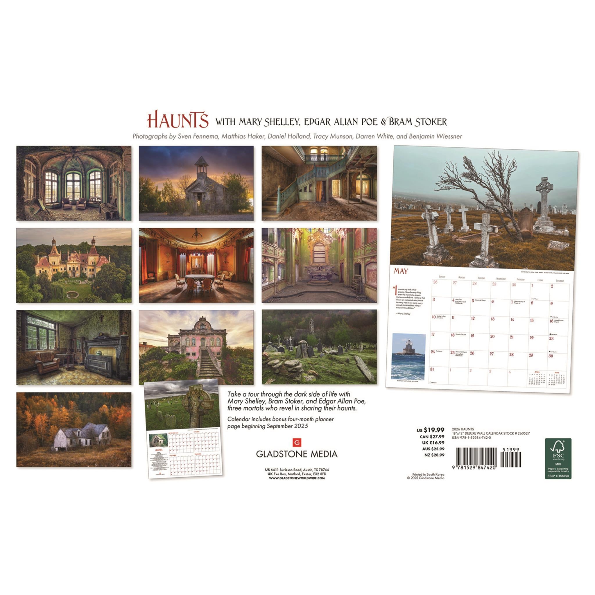 Haunts Oversized 2026 Wall Calendar