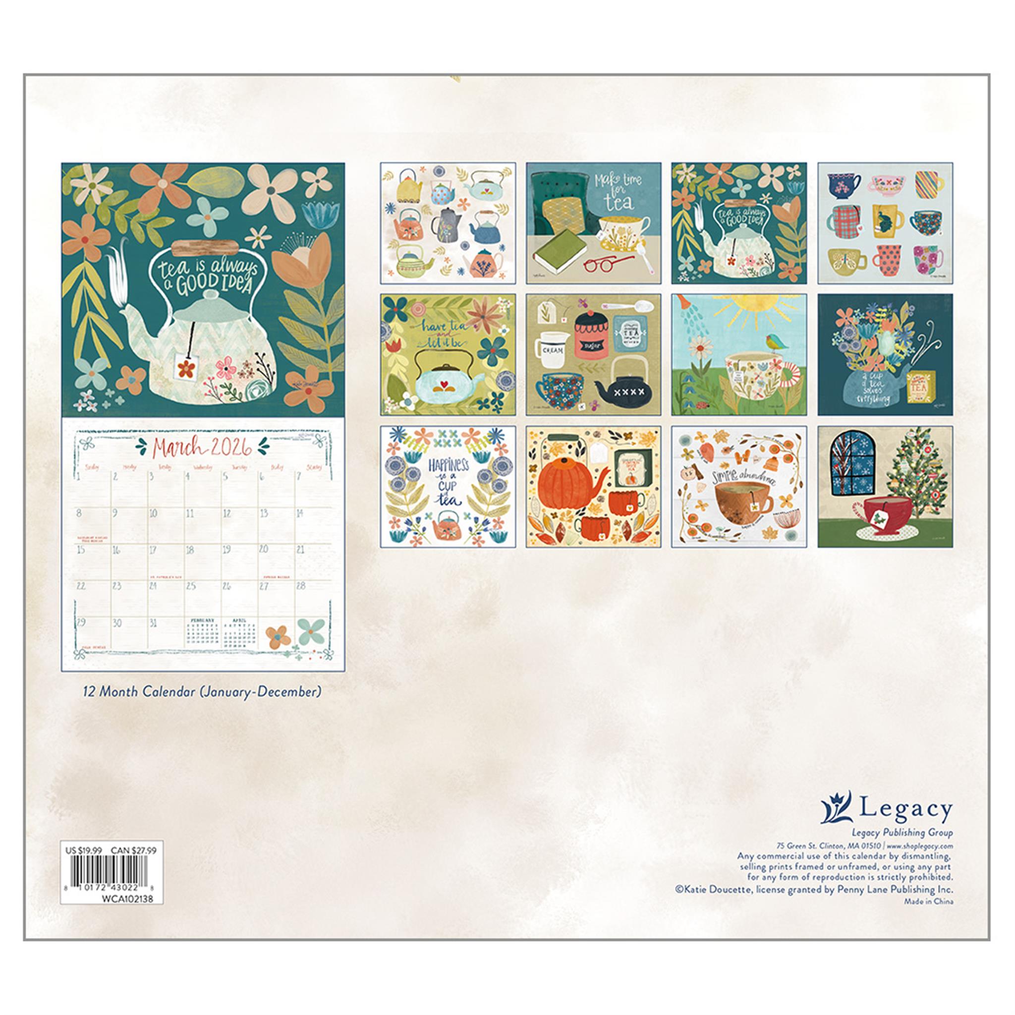 Tea Time 2026 Deluxe Wall Calendar