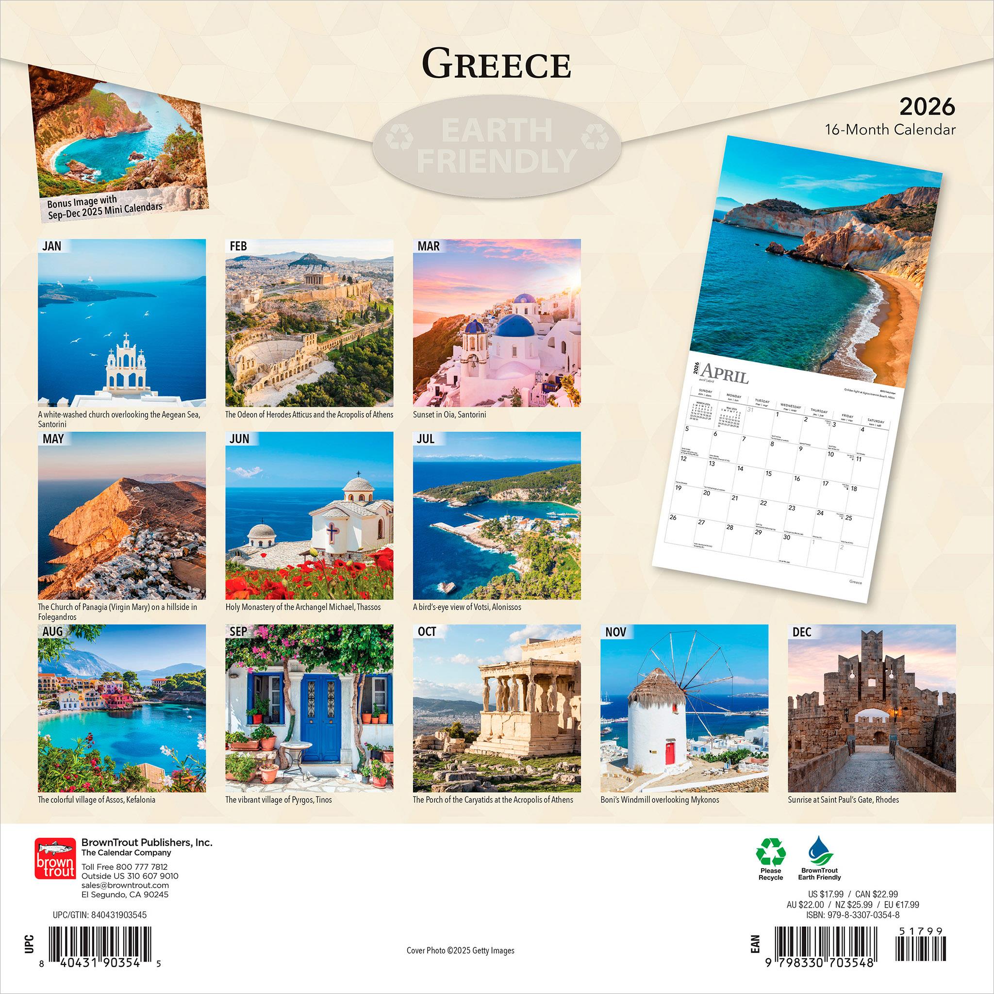 Greece 2026 Wall Calendar - Online Only
