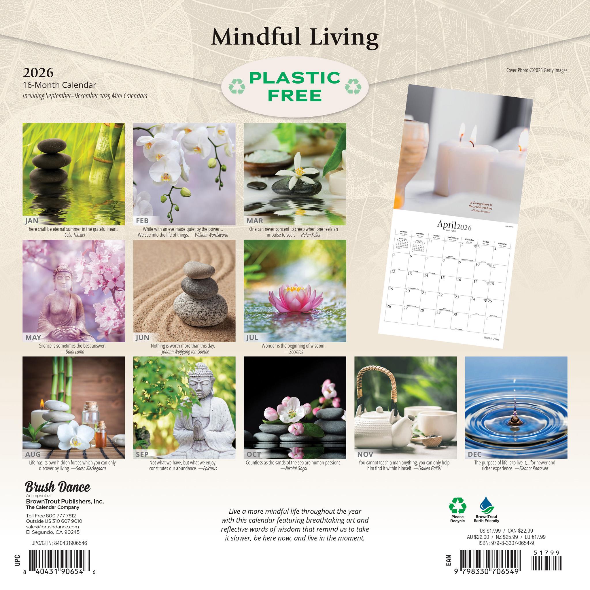 Mindful Living 2026 Wall Calendar