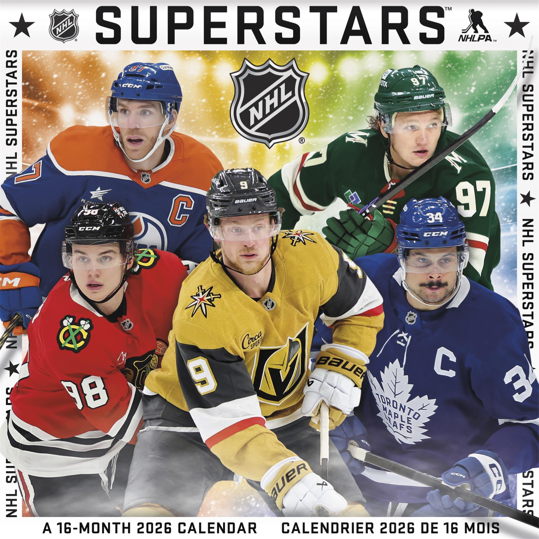 NHL Superstars Bilingual 2026 Wall Calendar