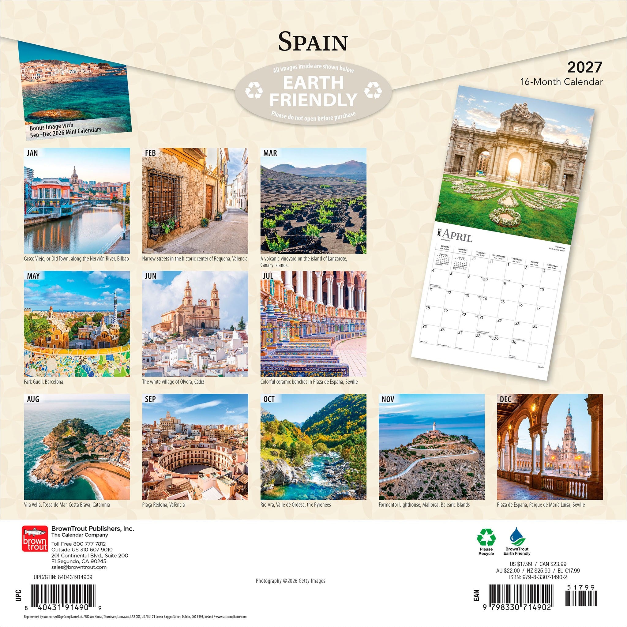 Spain 2027 Wall Calendar